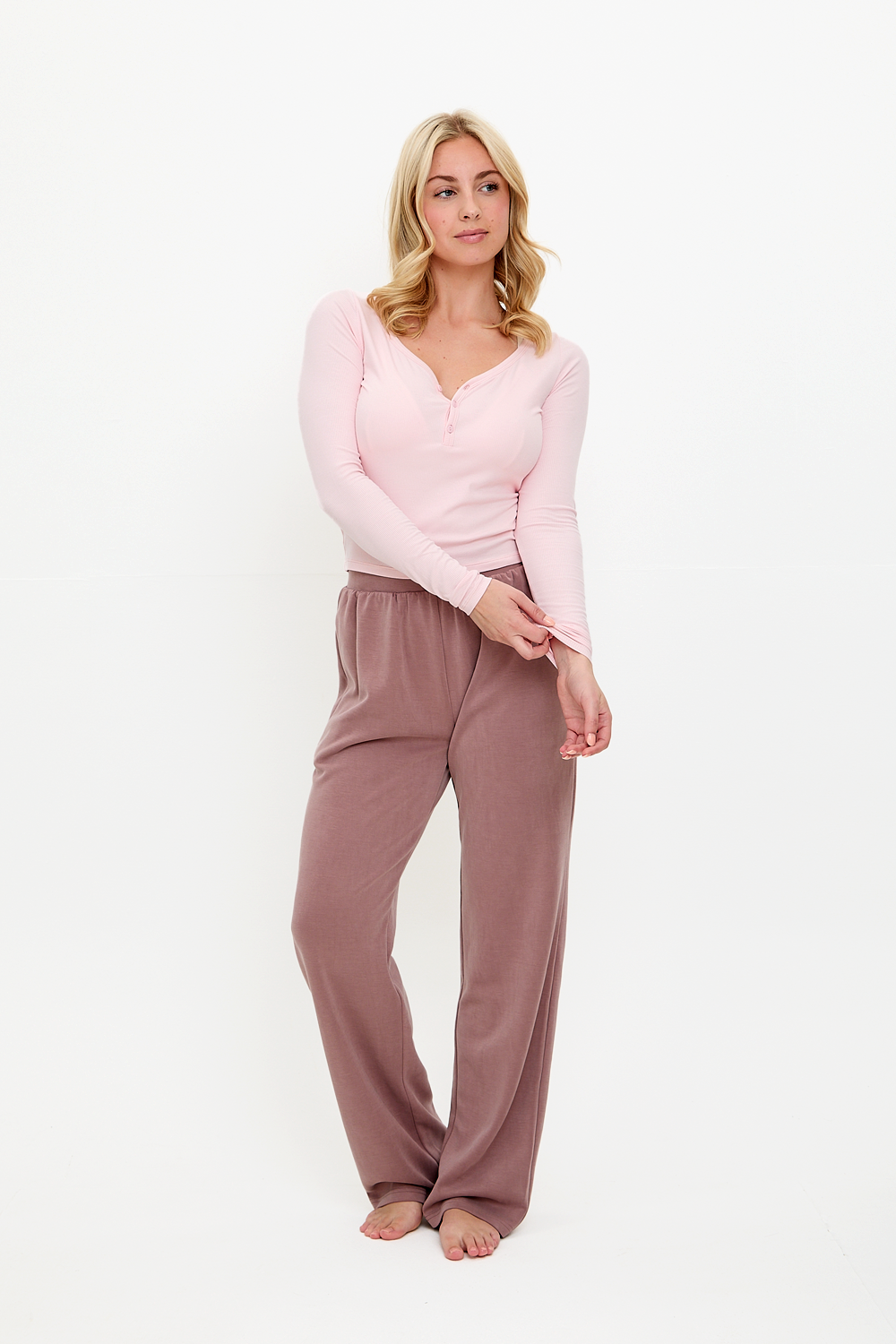 Modal Ribbed Long Sleeve Basic - Soft Pink - Sunde