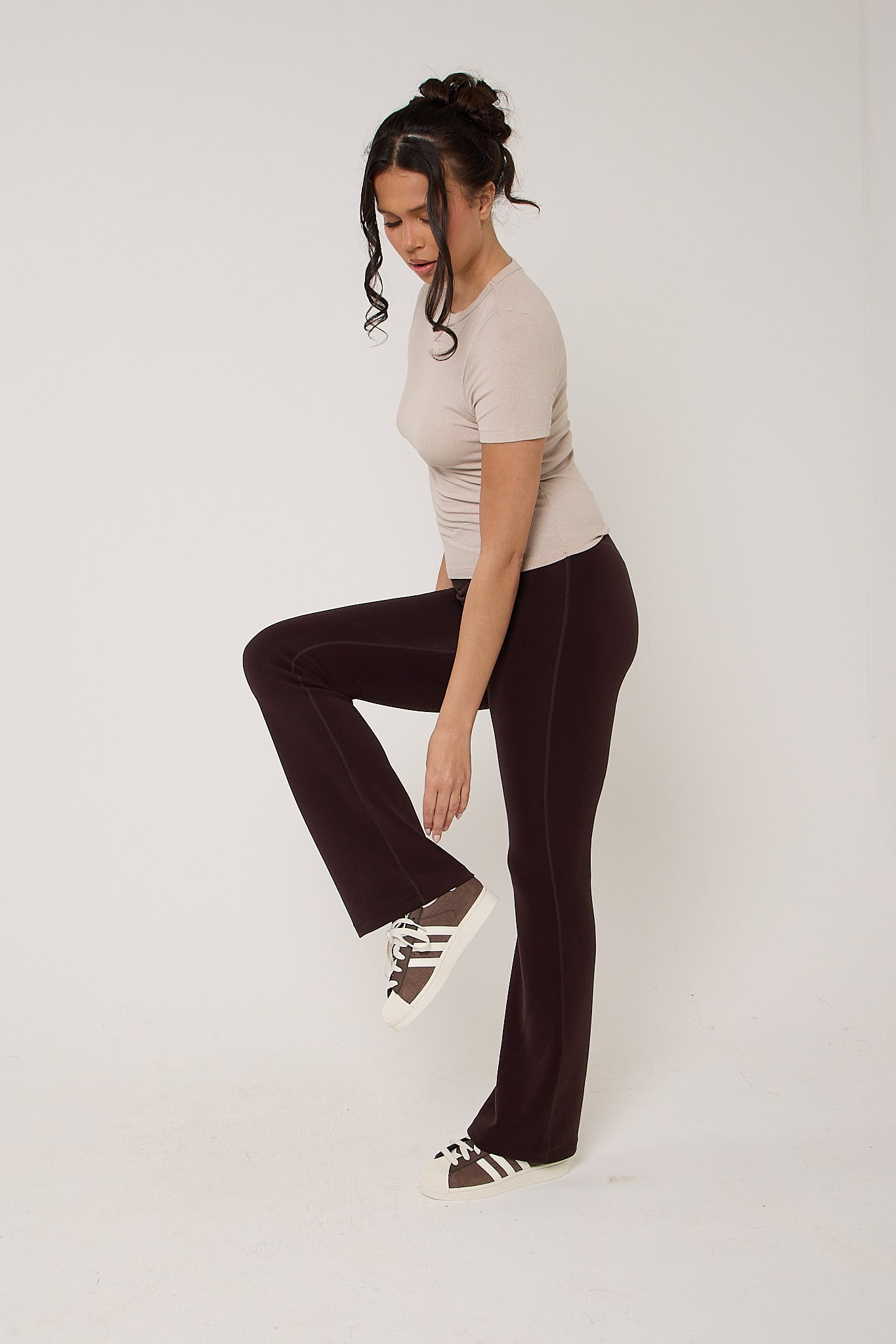 Modal Ribbed Basic T-Shirt - Latte- Sunde