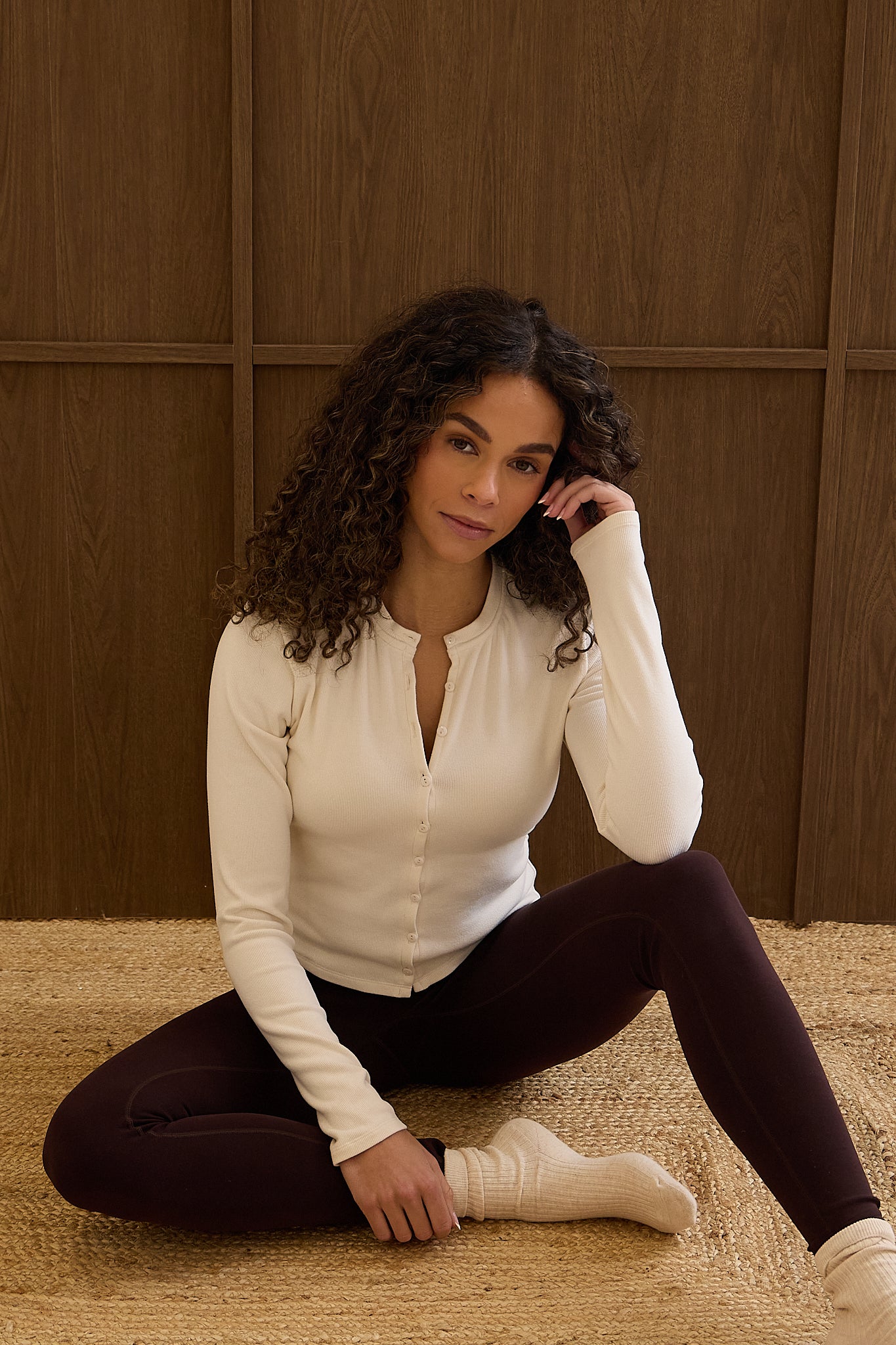 Velour Touch Wrap High-Waisted Leggings - Espresso