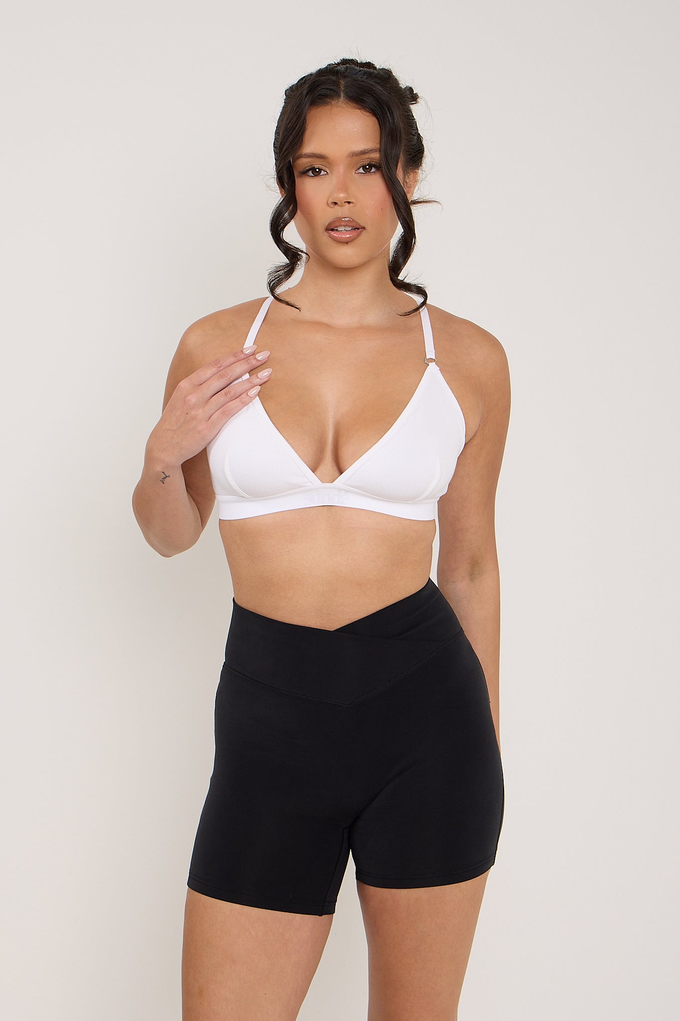 Velour Touch Wrap High-Waisted Cycling Short - Washed Black