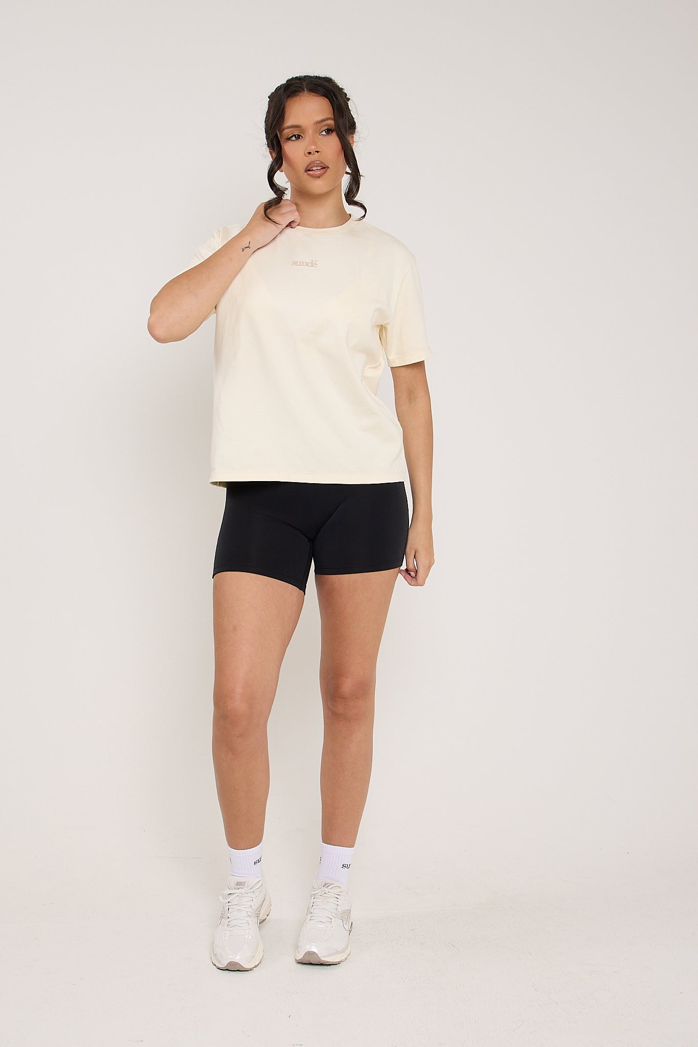 Velour Touch Wrap High-Waisted Cycling Short - Washed Black
