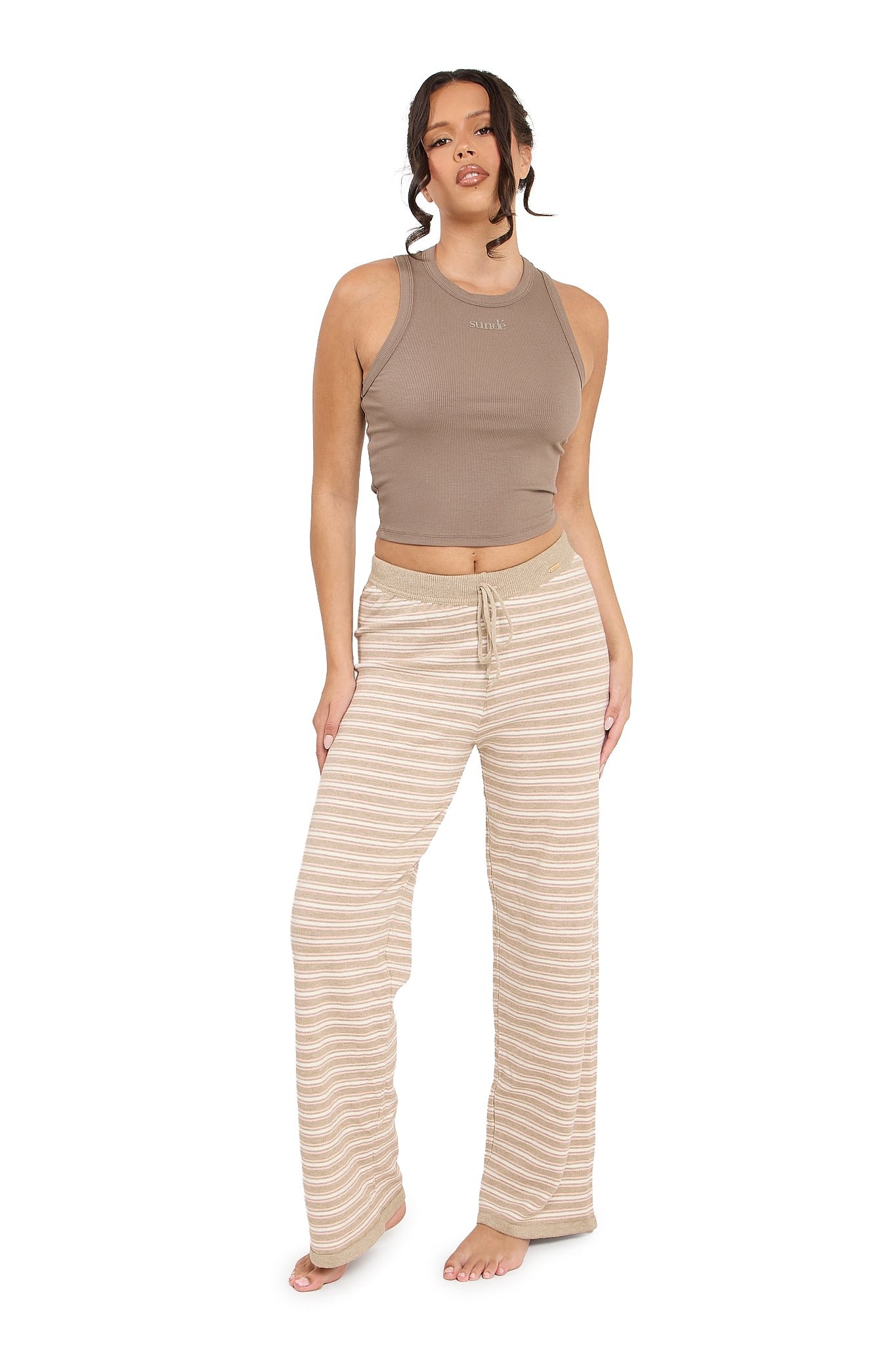 Thea Knitted Lounge Trousers - Mocha Pink