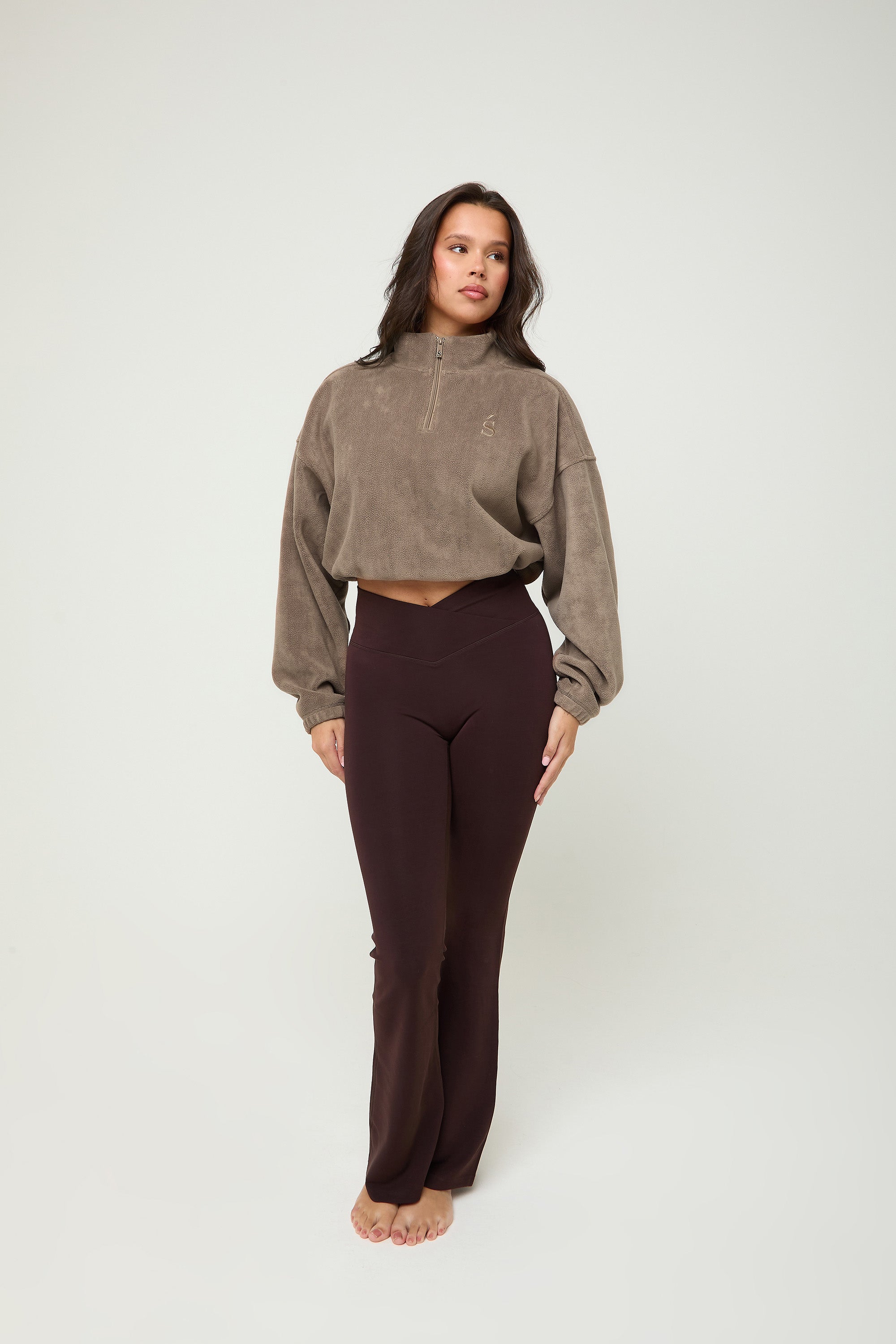 Oversized ¼ Zip Teddybear Fleece - Mocha - sundé