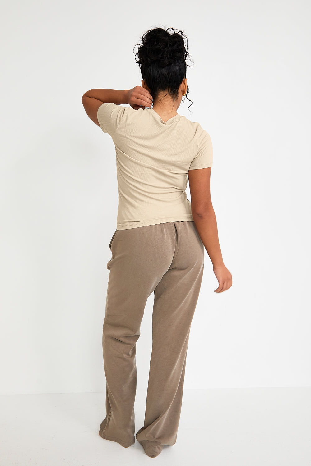 Modal Ribbed Basic T-Shirt - Latte- Sunde