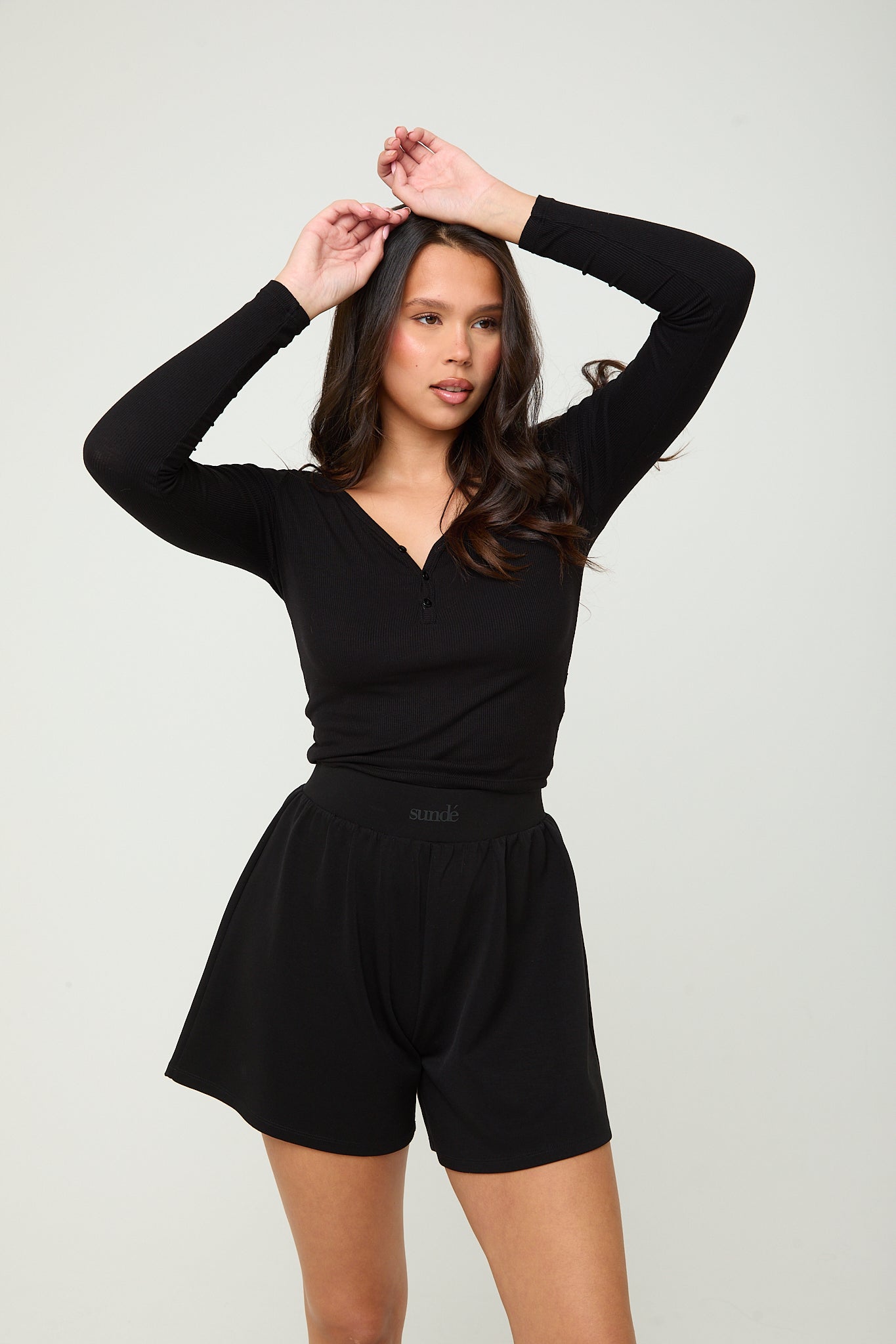 Modal Ribbed Long Sleeve Basic - Black - Sunde