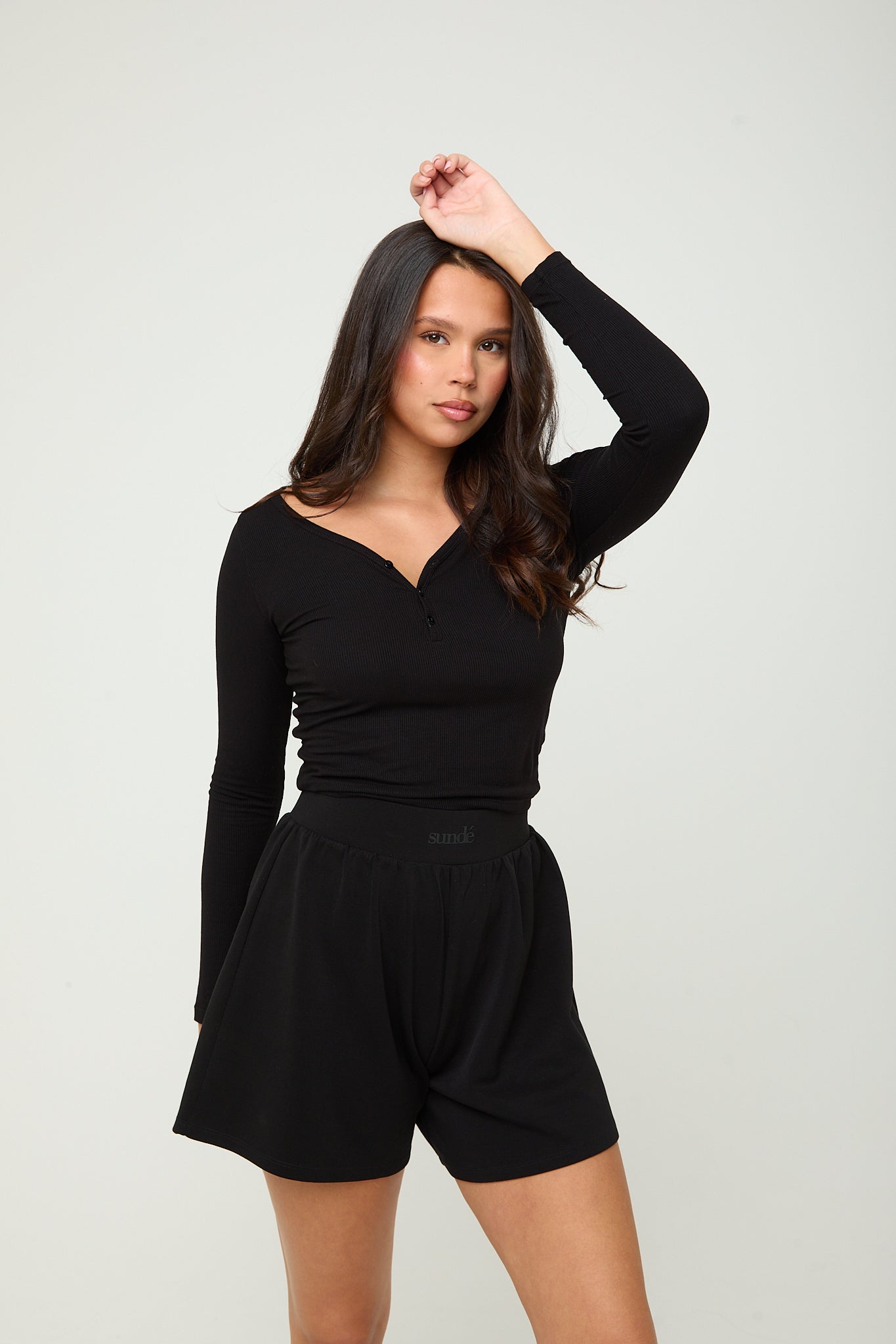 Modal Ribbed Long Sleeve Basic - Black - Sunde