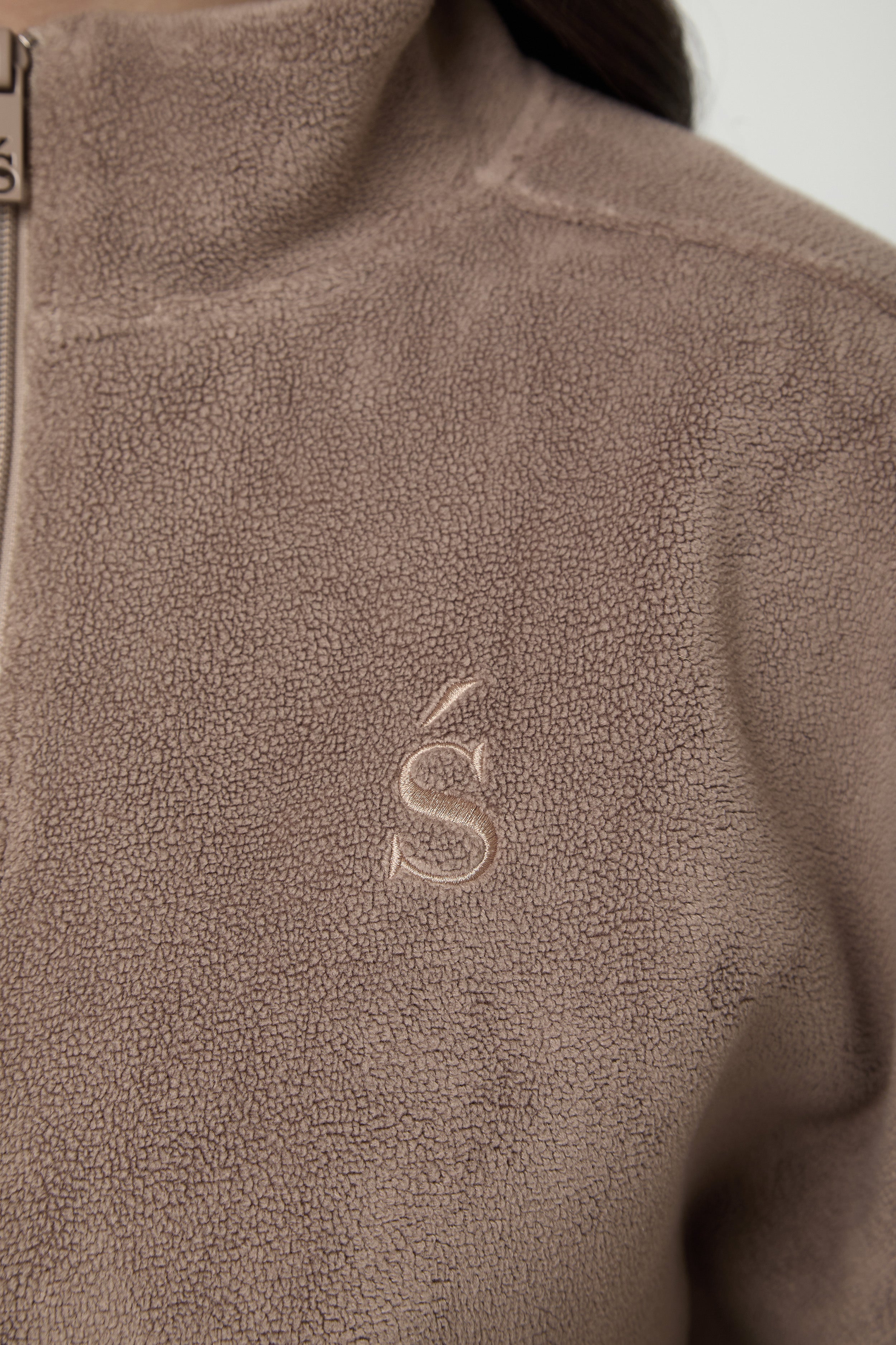 Oversized ¼ Zip Teddybear Fleece - Mocha