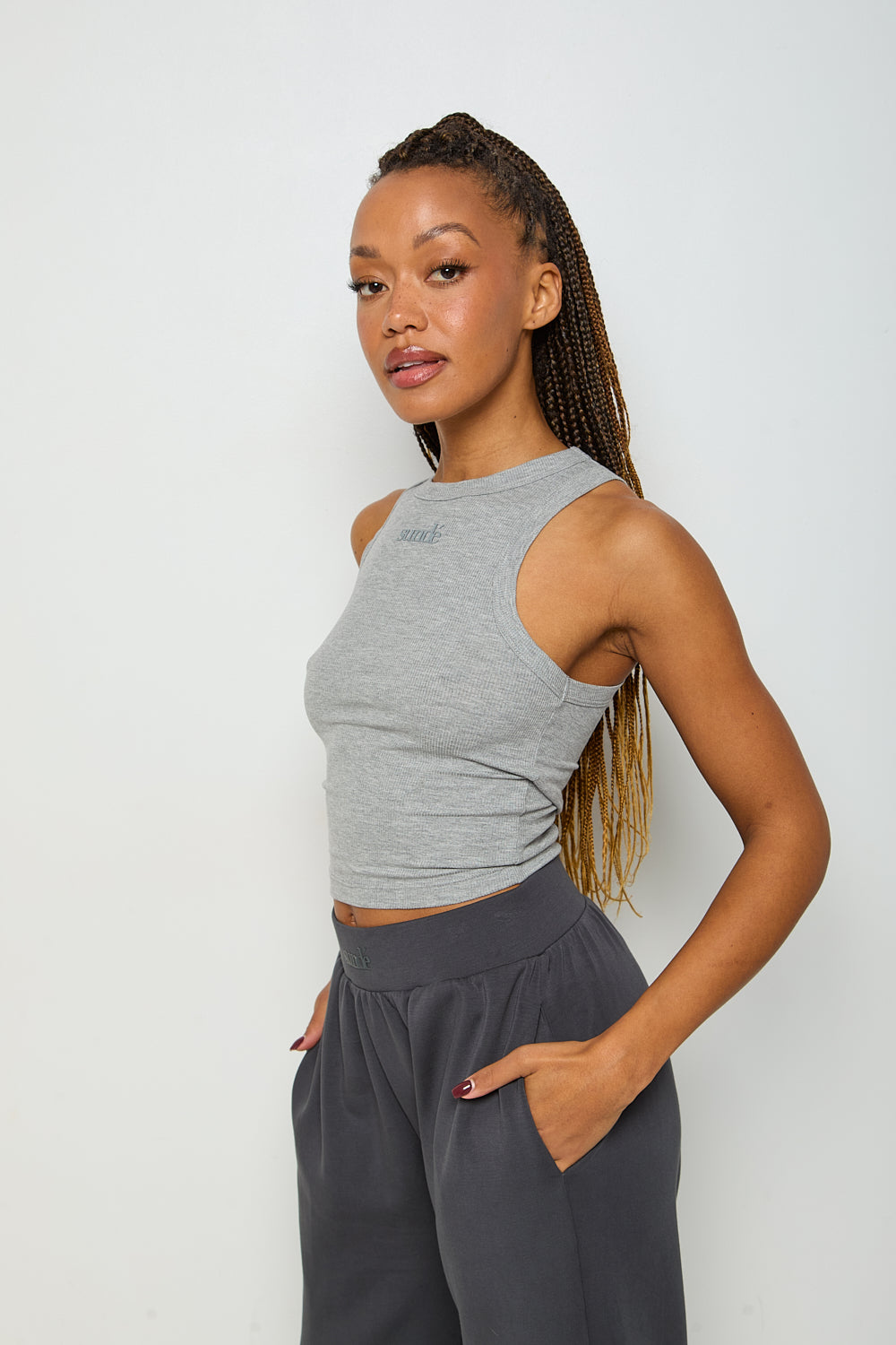 Modal Ribbed Racer Vest - Grey Marl - Sunde