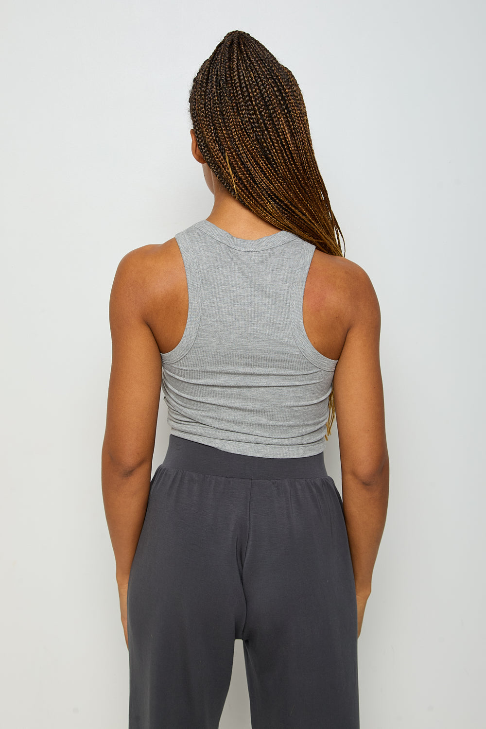 Modal Ribbed Racer Vest - Grey Marl - Sunde