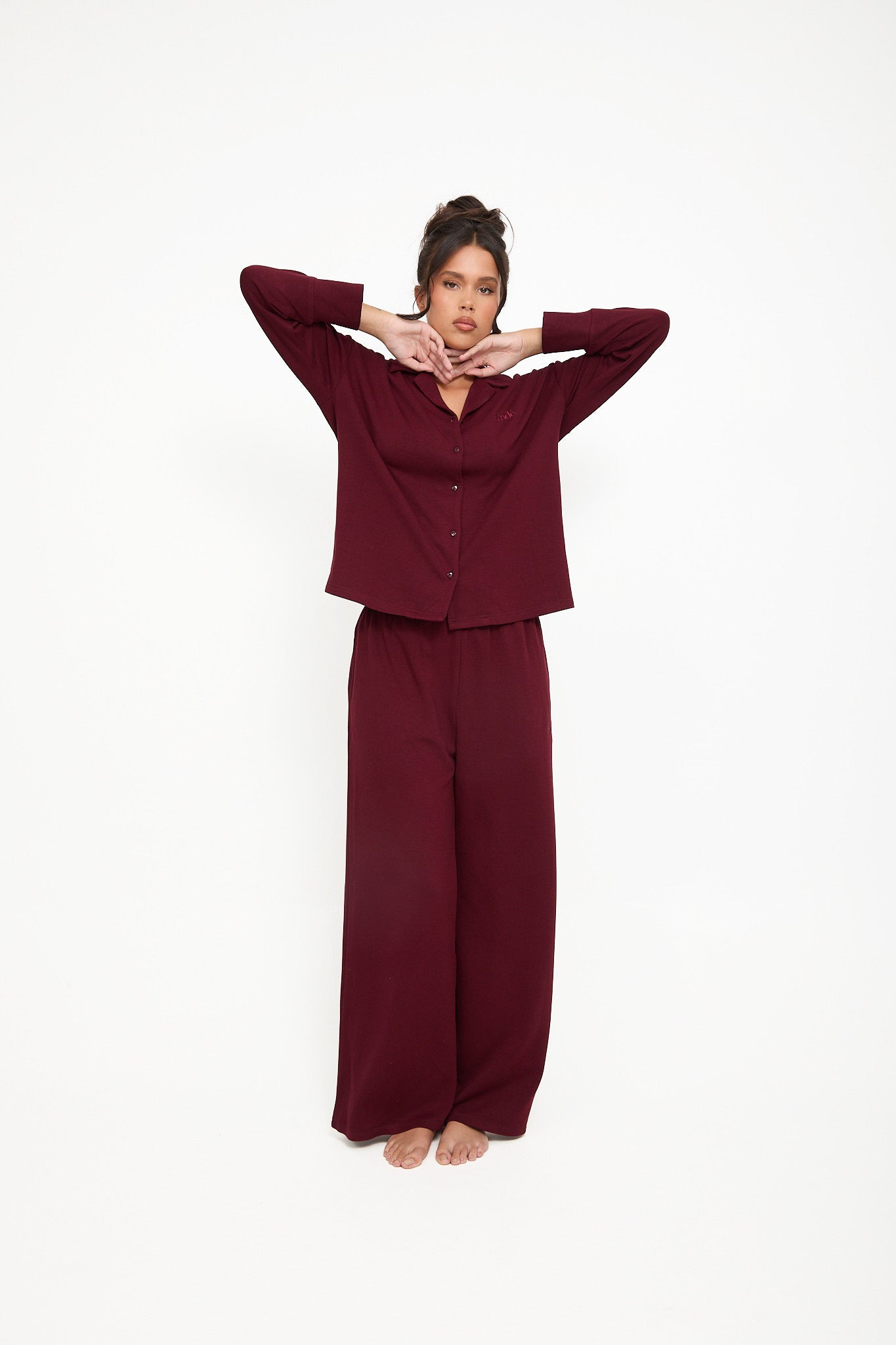 Cosy Brushed Thermal Pyjama Trousers - Cherry
