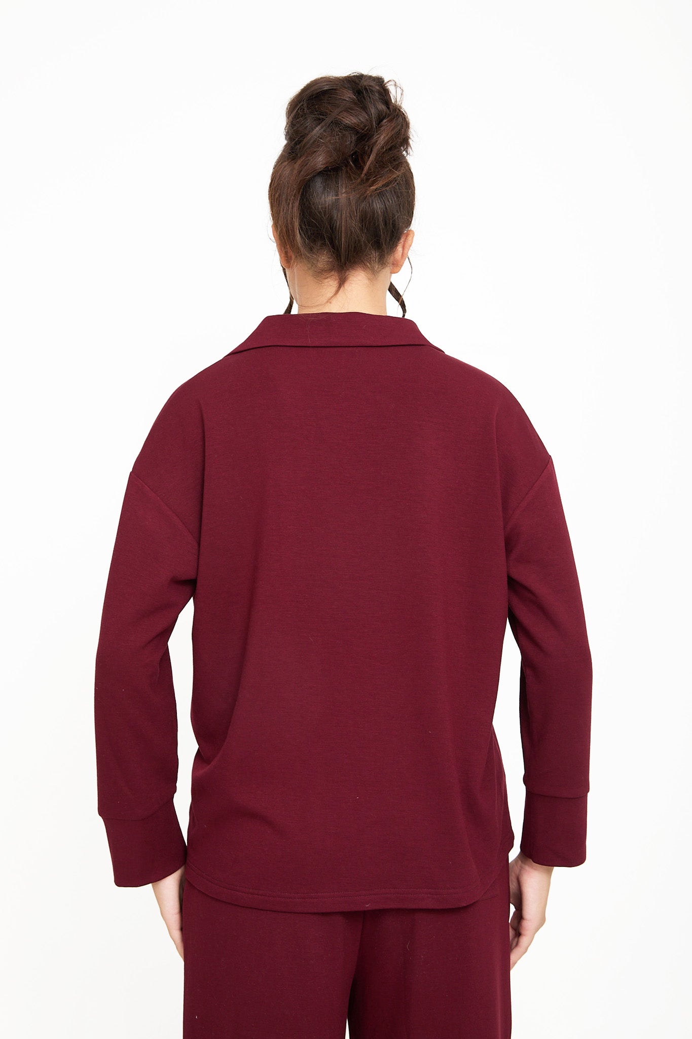 Cosy Brushed Thermal Pyjama Shirt - Cherry