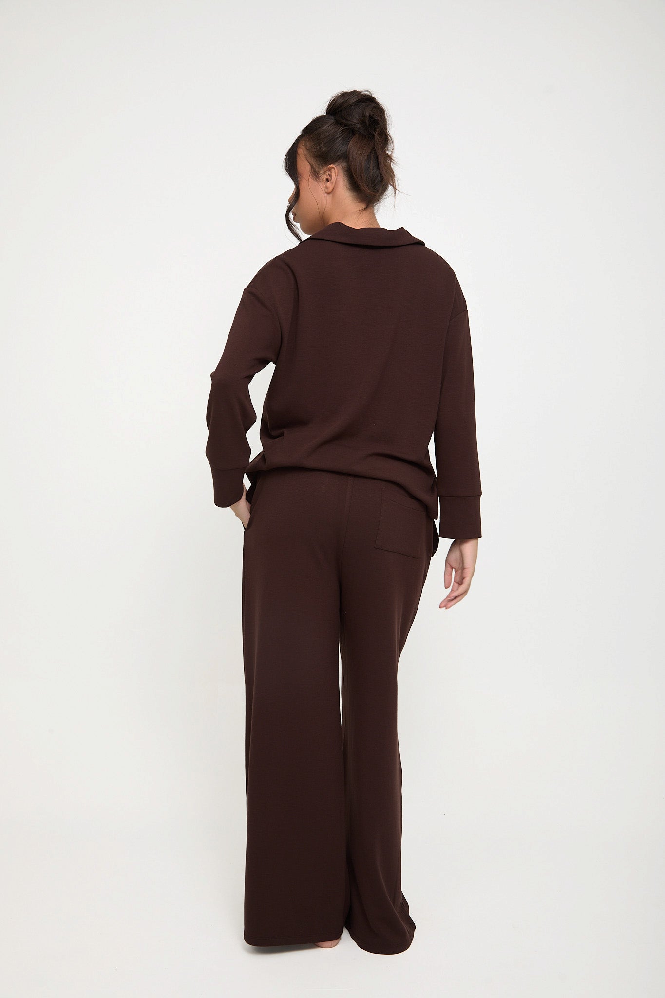 Cosy Brushed Thermal Pyjama Trousers - Espresso