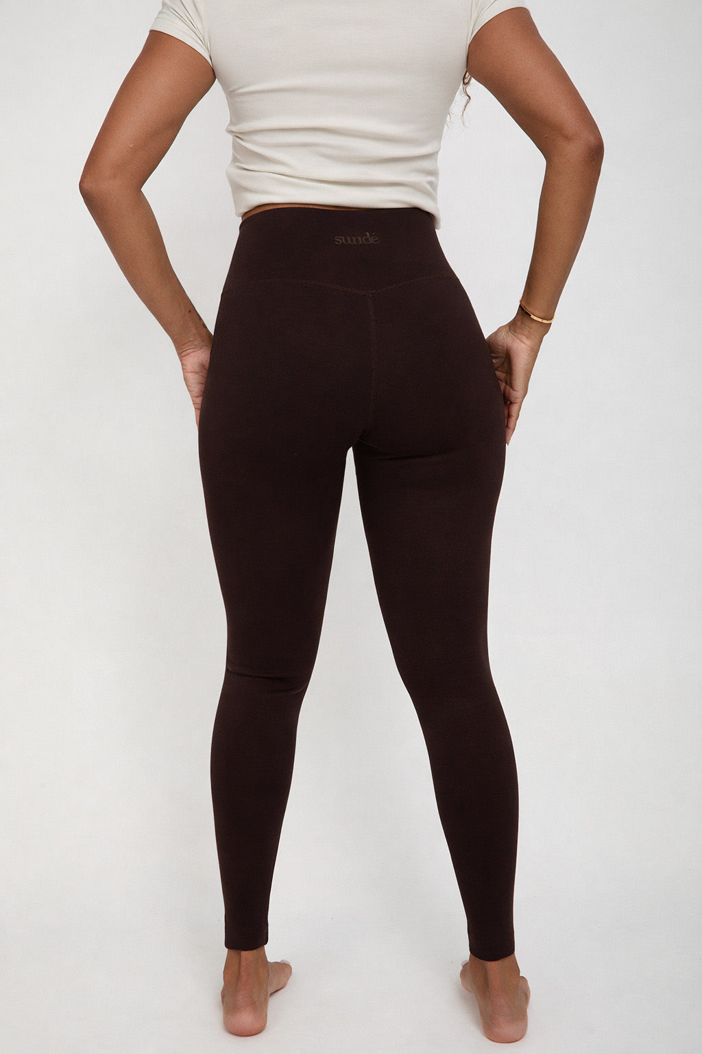 Velour Touch Wrap High-Waisted Leggings - Espresso