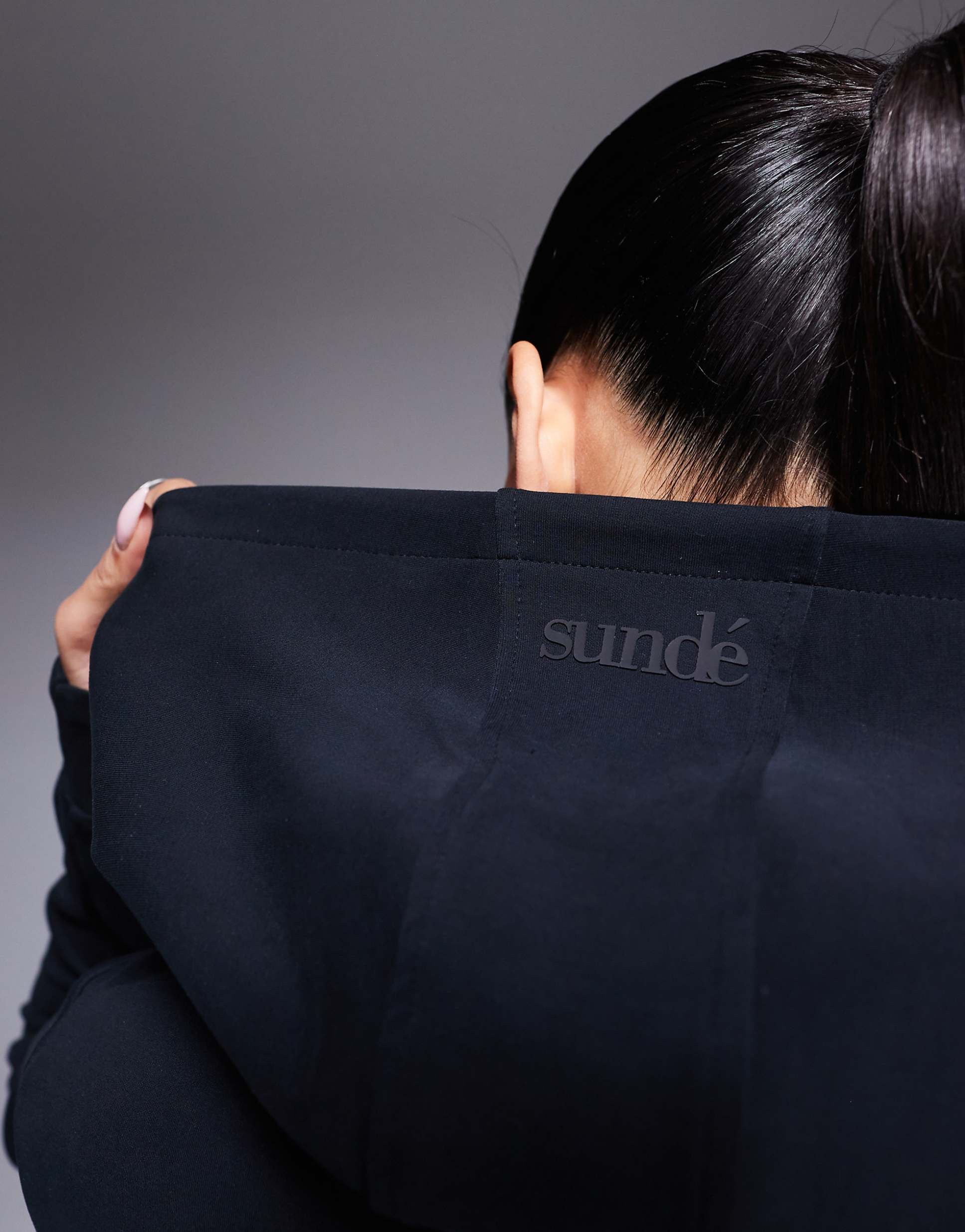 Velour Touch Velour Zip-Through Hoodie - Washed Black - Sunde