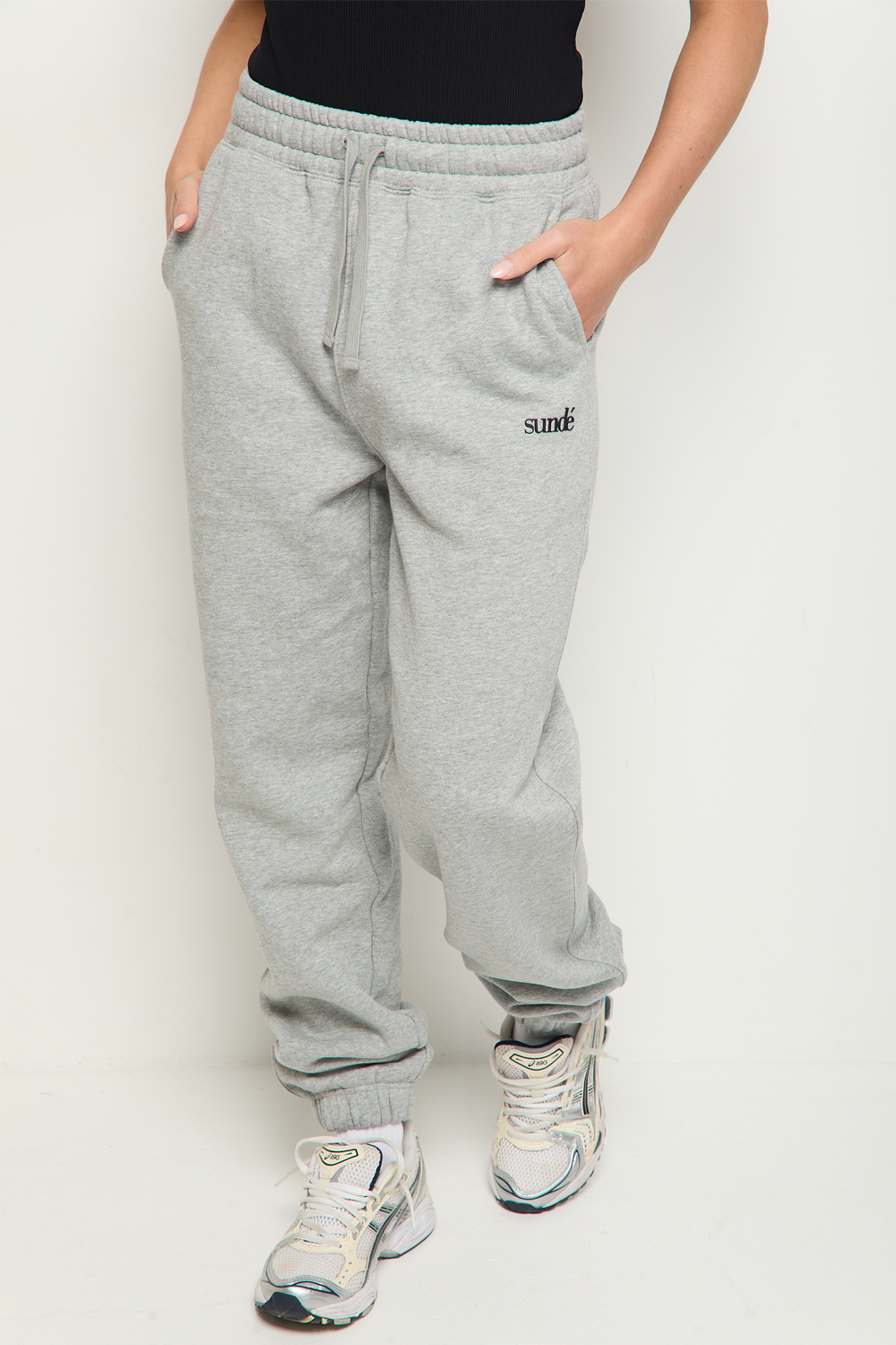 Soft Blend High Waisted Cuff Joggers - Grey Marl