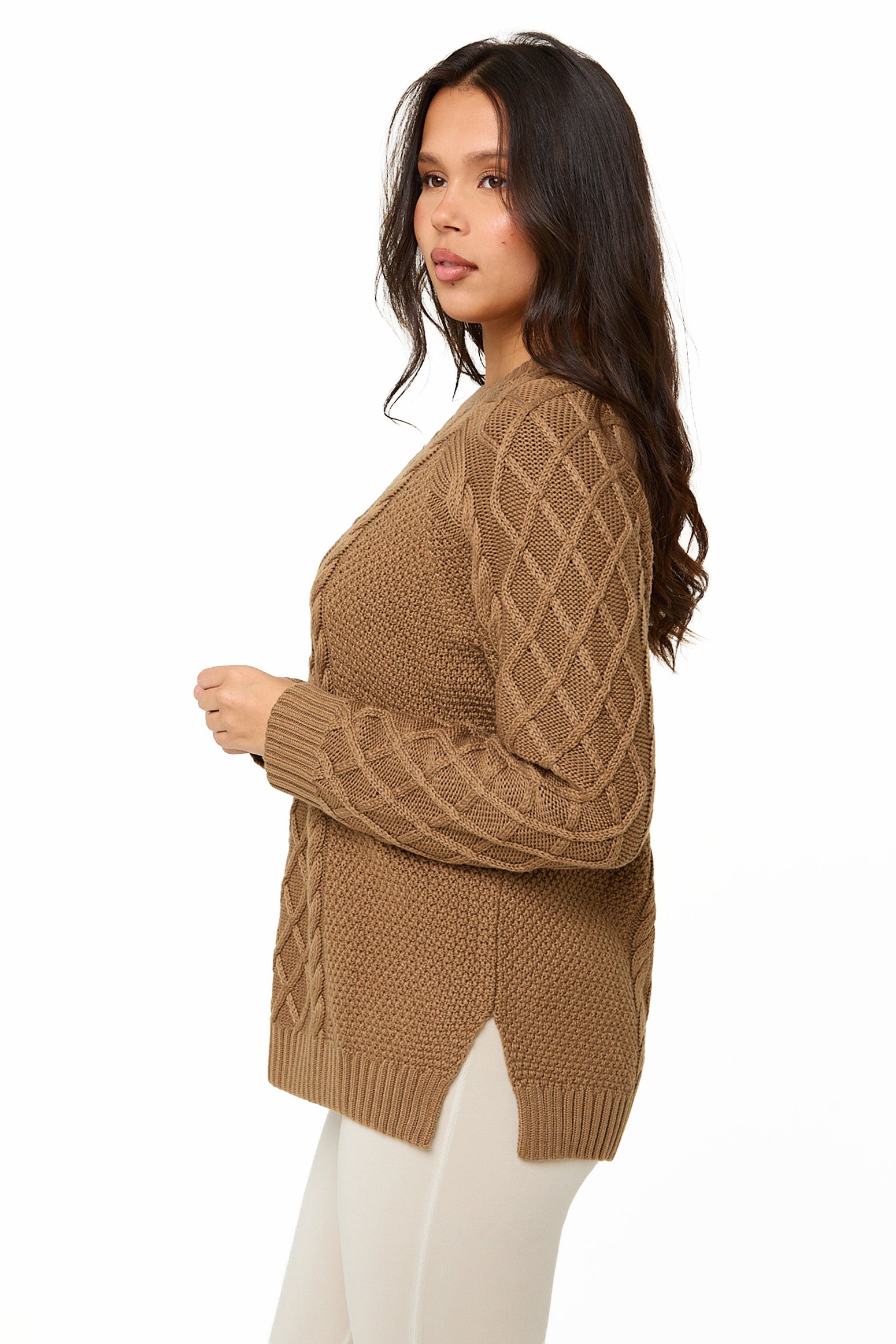 Camel Knitted Cable Jumper - Sunde - sundé