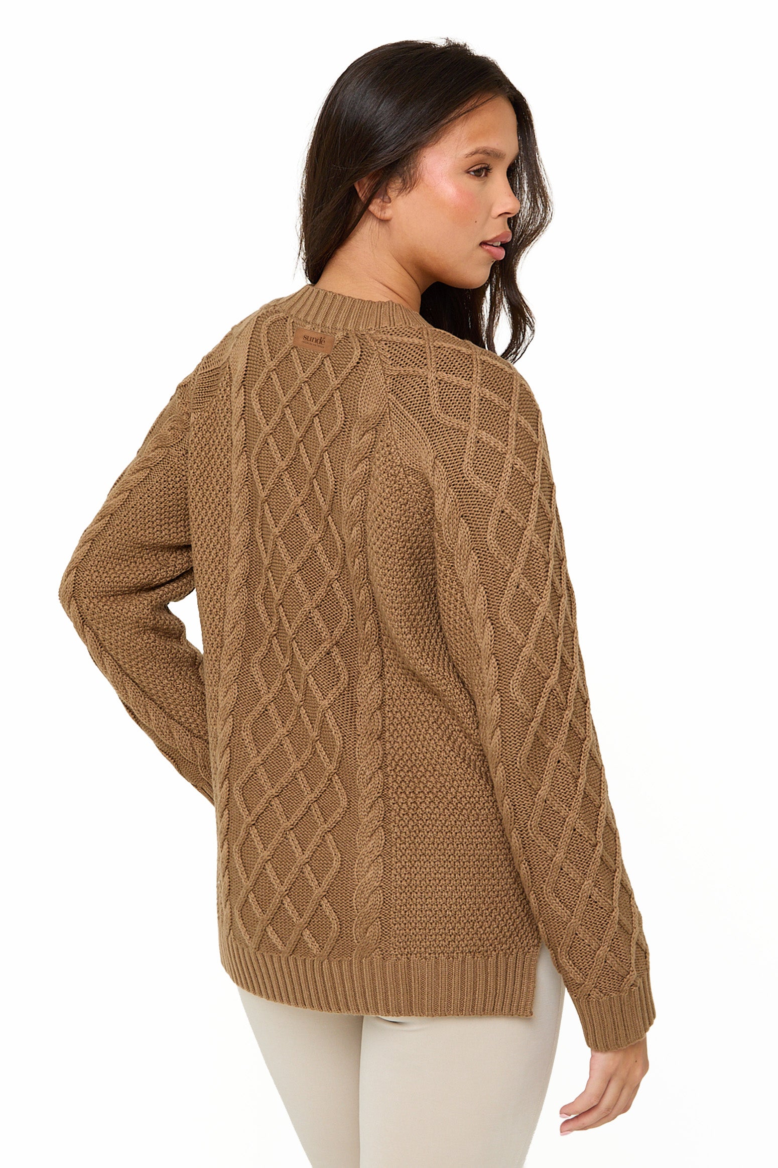 Camel Knitted Cable Jumper - Sunde - sundé