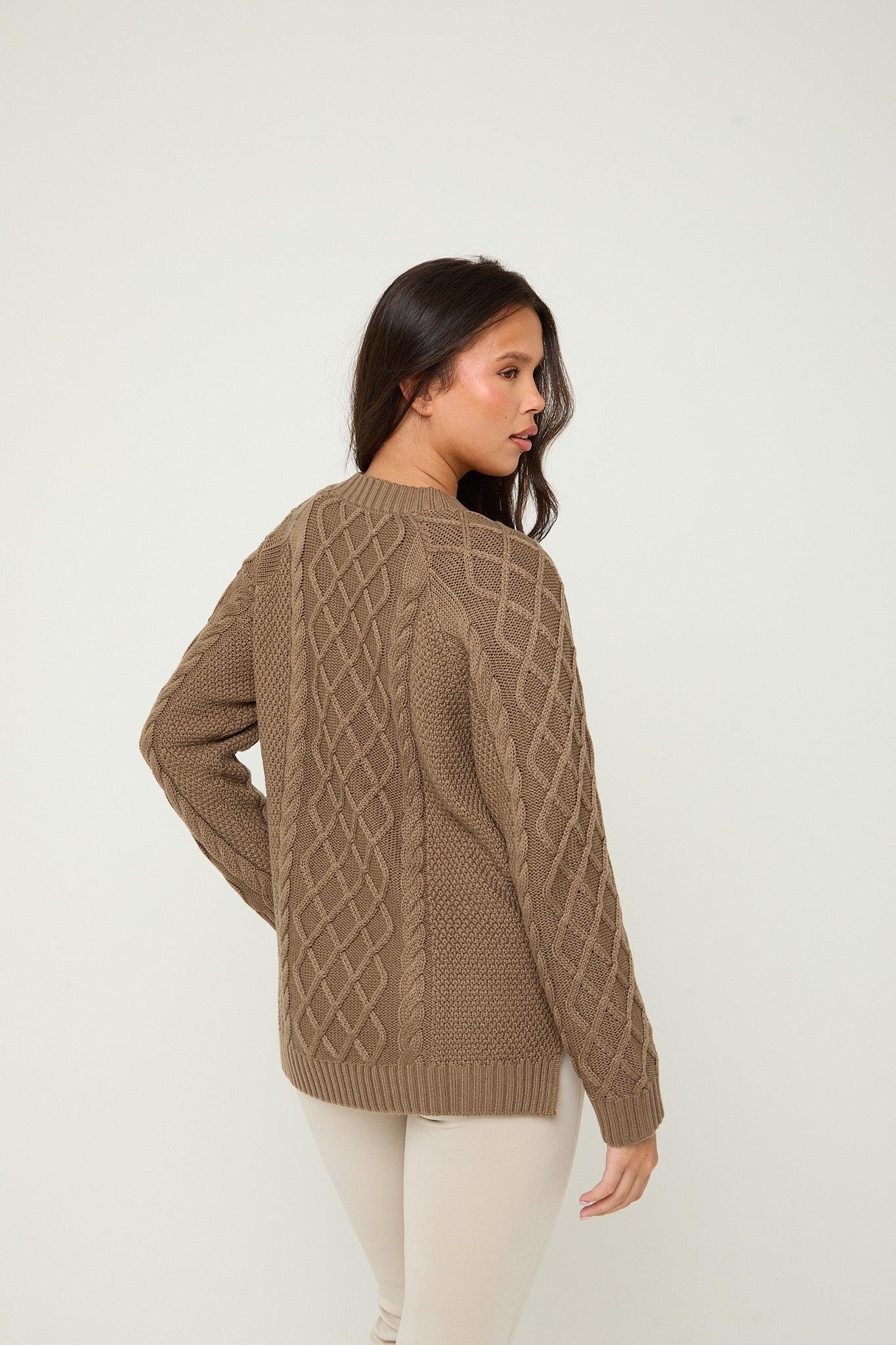 Camel Knitted Cable Jumper - Sunde