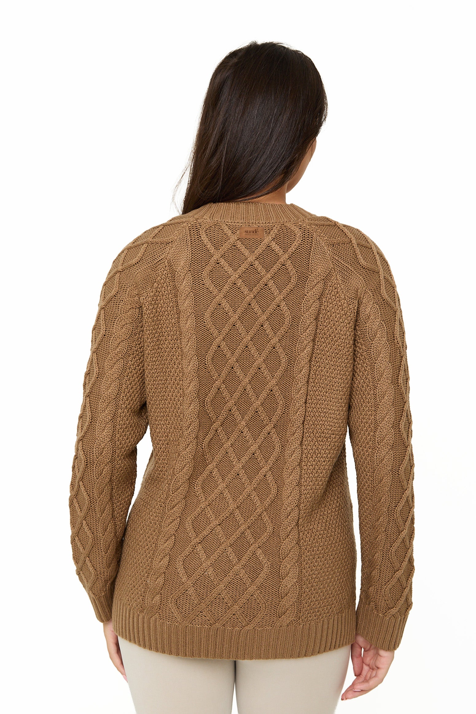 Camel Knitted Cable Jumper - Sunde - sundé