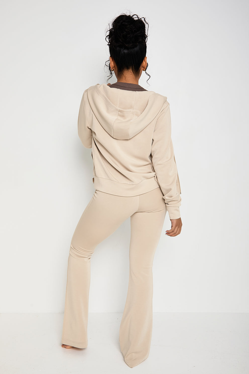 Velour Touch Zip-Through Hoodie - Latte - Sunde