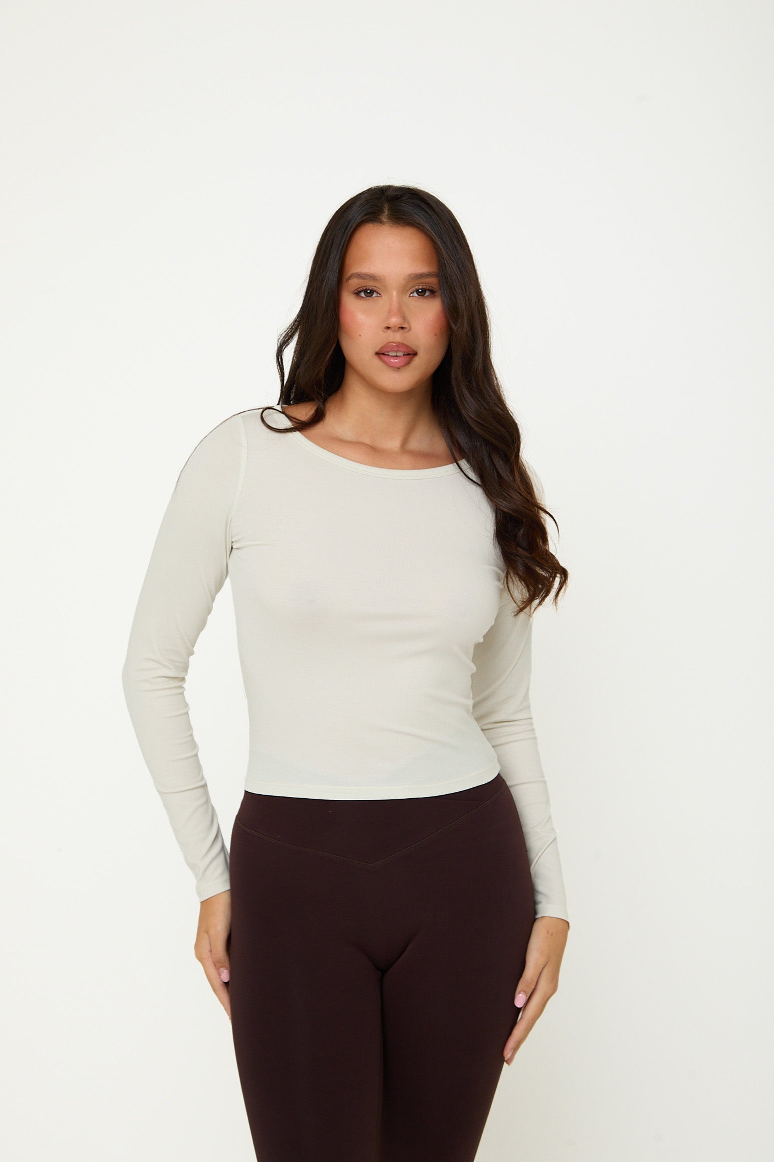 Lyocell Basic Long Sleeve Top - Coconut Cream- Sunde