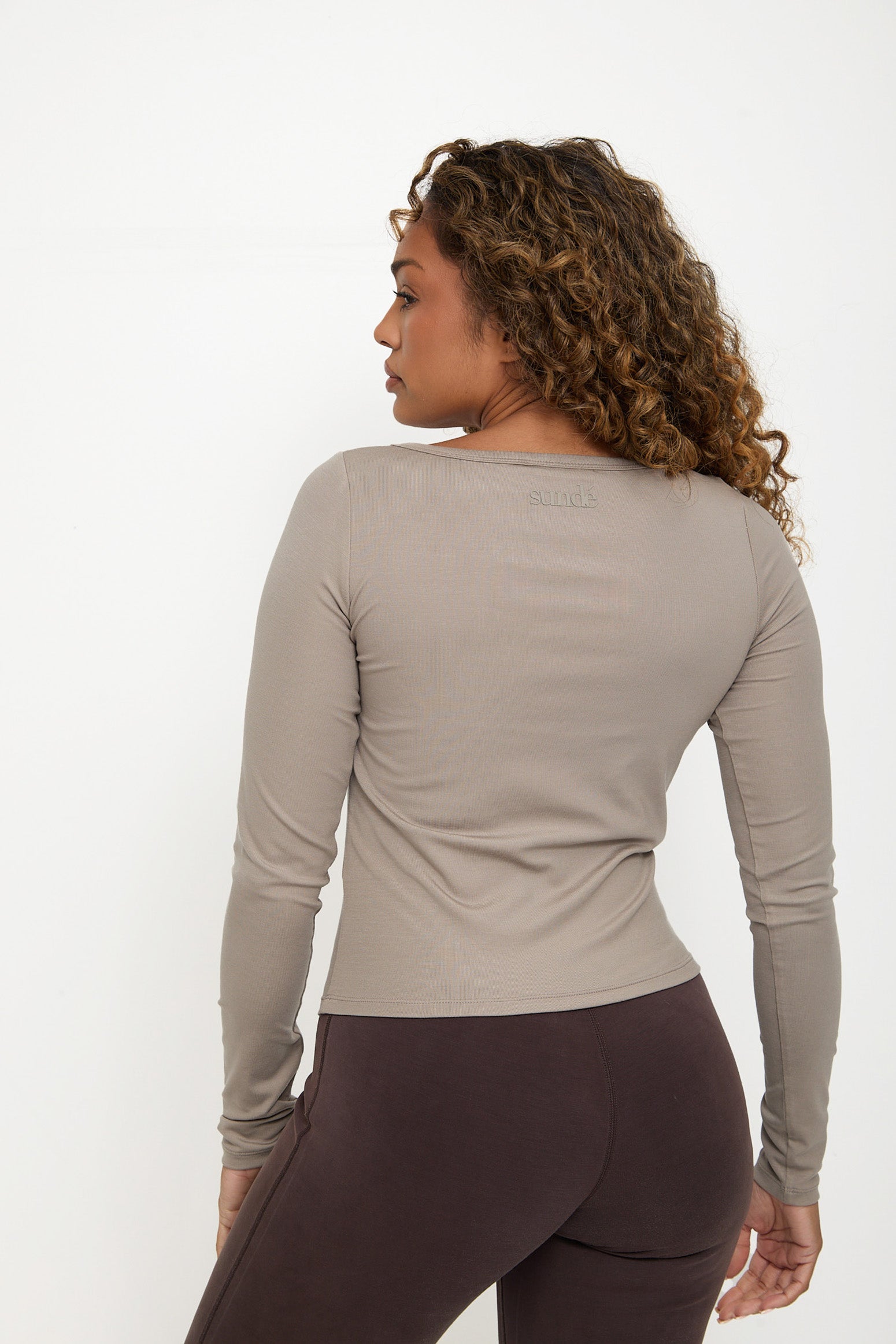 Lyocell Basic Long Sleeve Top - Mink- Sunde