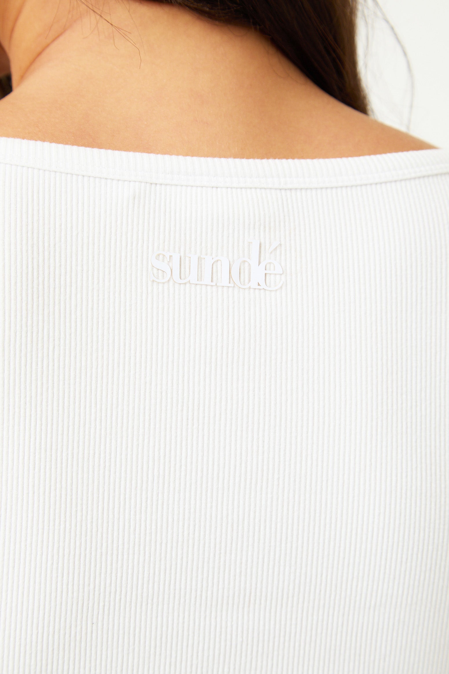 Modal Ribbed Long Sleeve Basic - White - Sunde