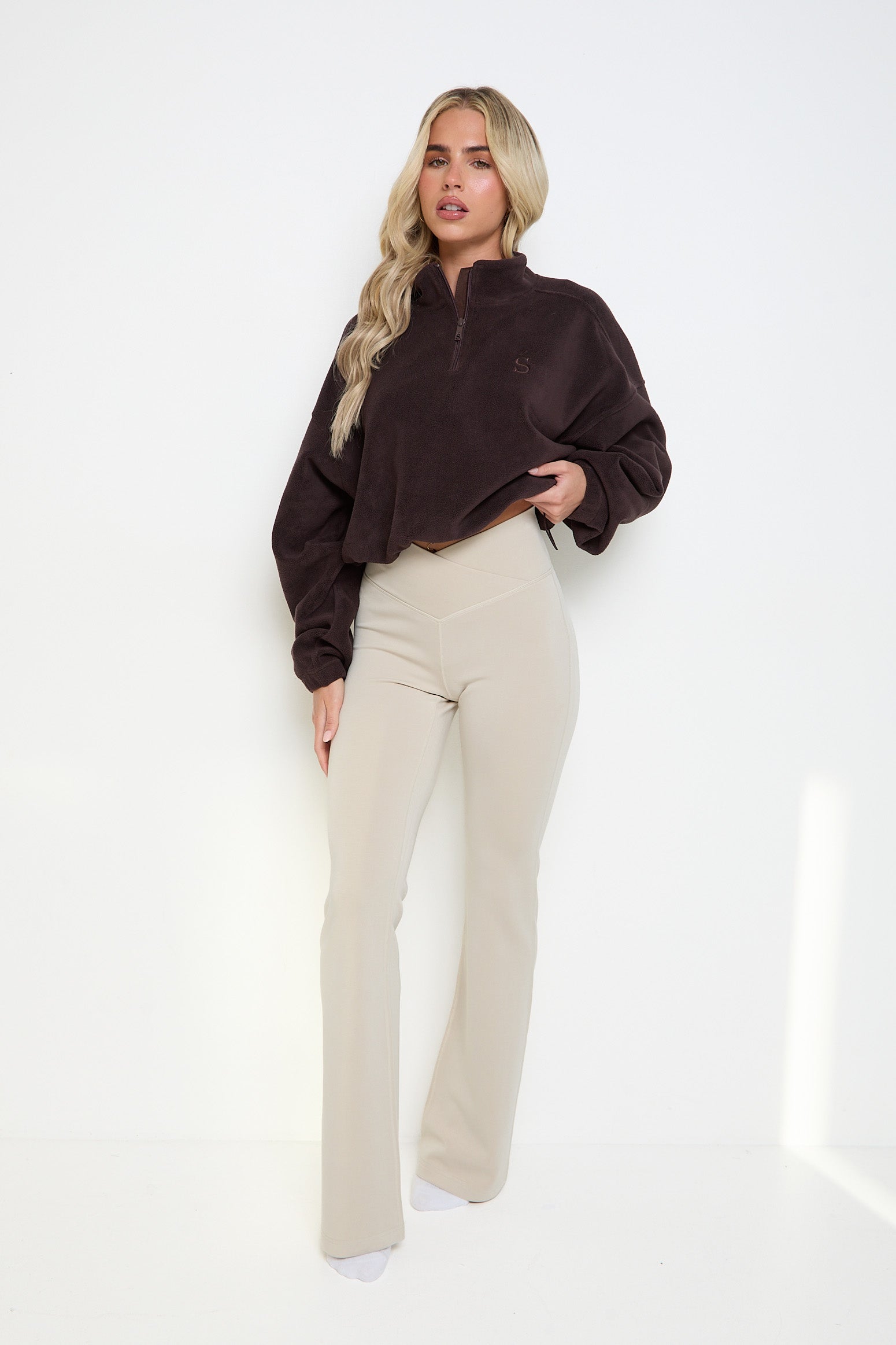 Oversized ¼ Zip Teddybear Fleece - Espresso