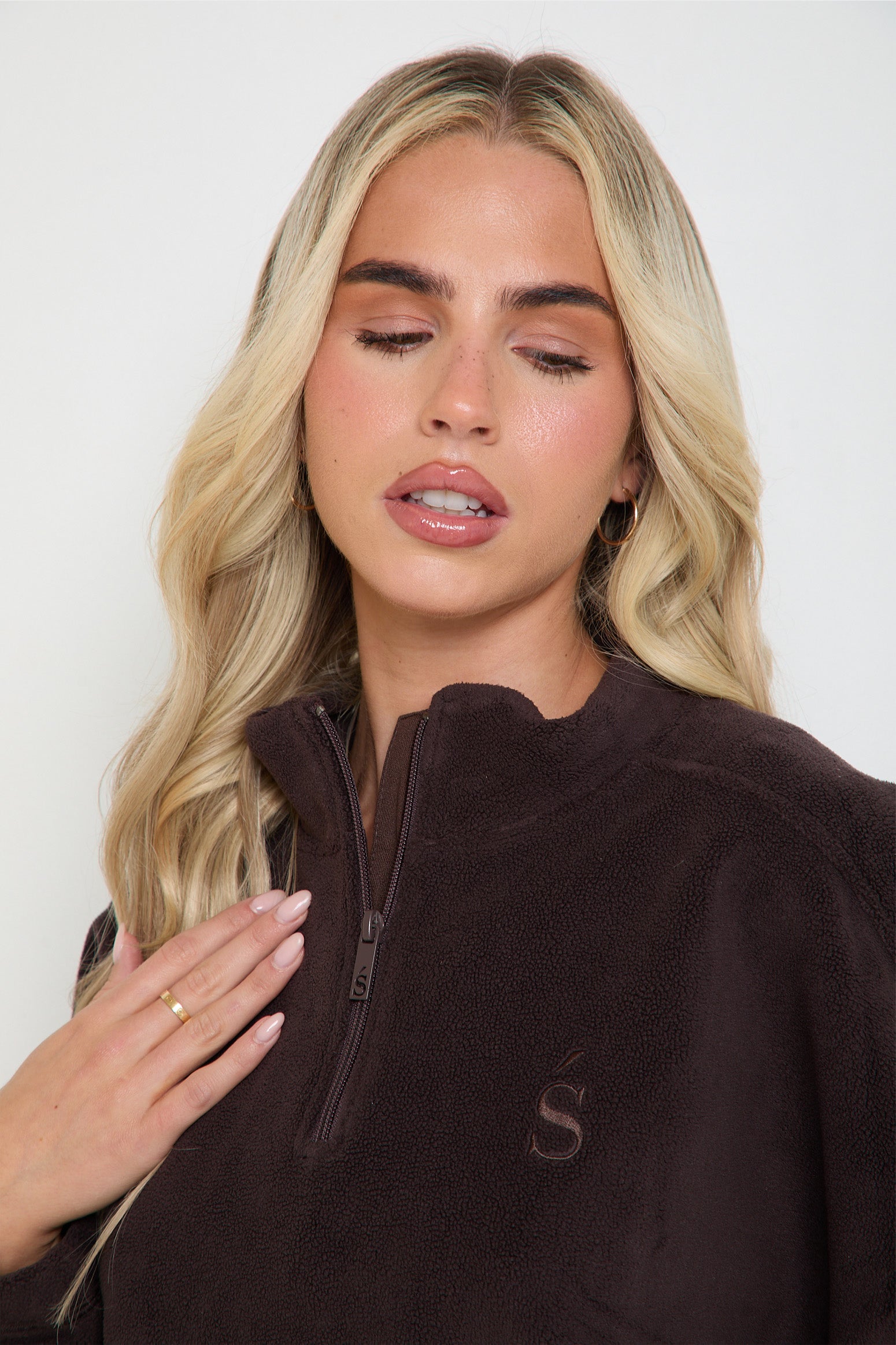 Oversized ¼ Zip Teddybear Fleece - Espresso