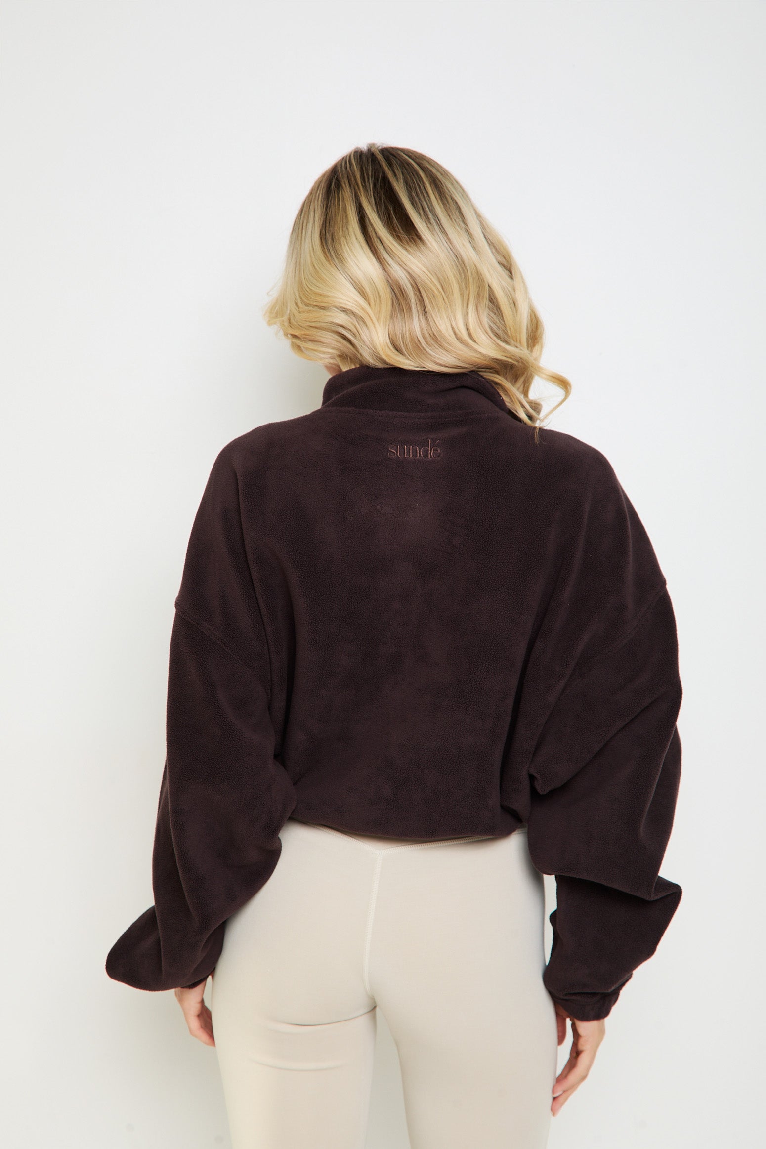 Oversized ¼ Zip Teddybear Fleece - Espresso - PRE ORDER