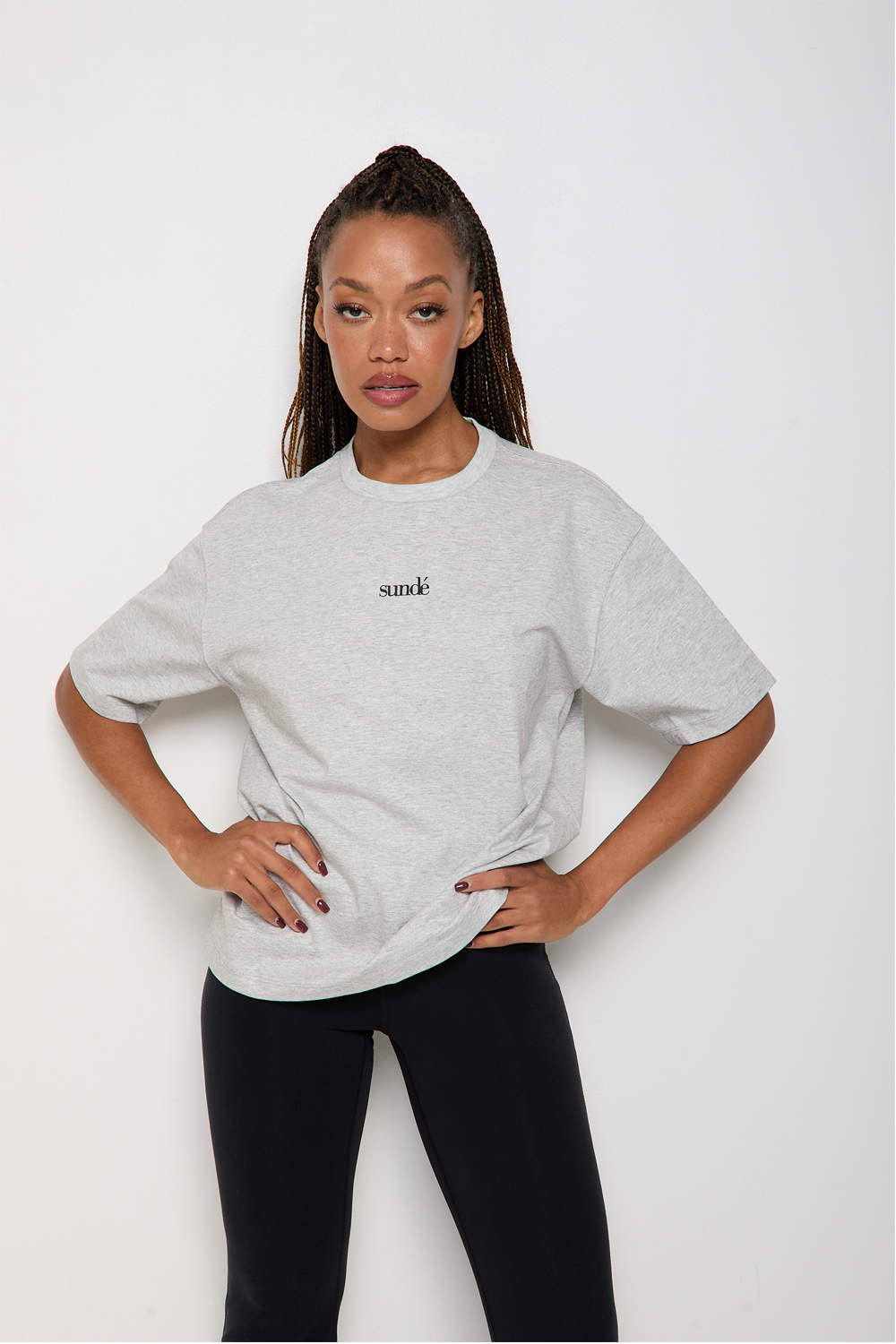 Oversized Short Sleeve T-Shirt Grey Marl Sunde