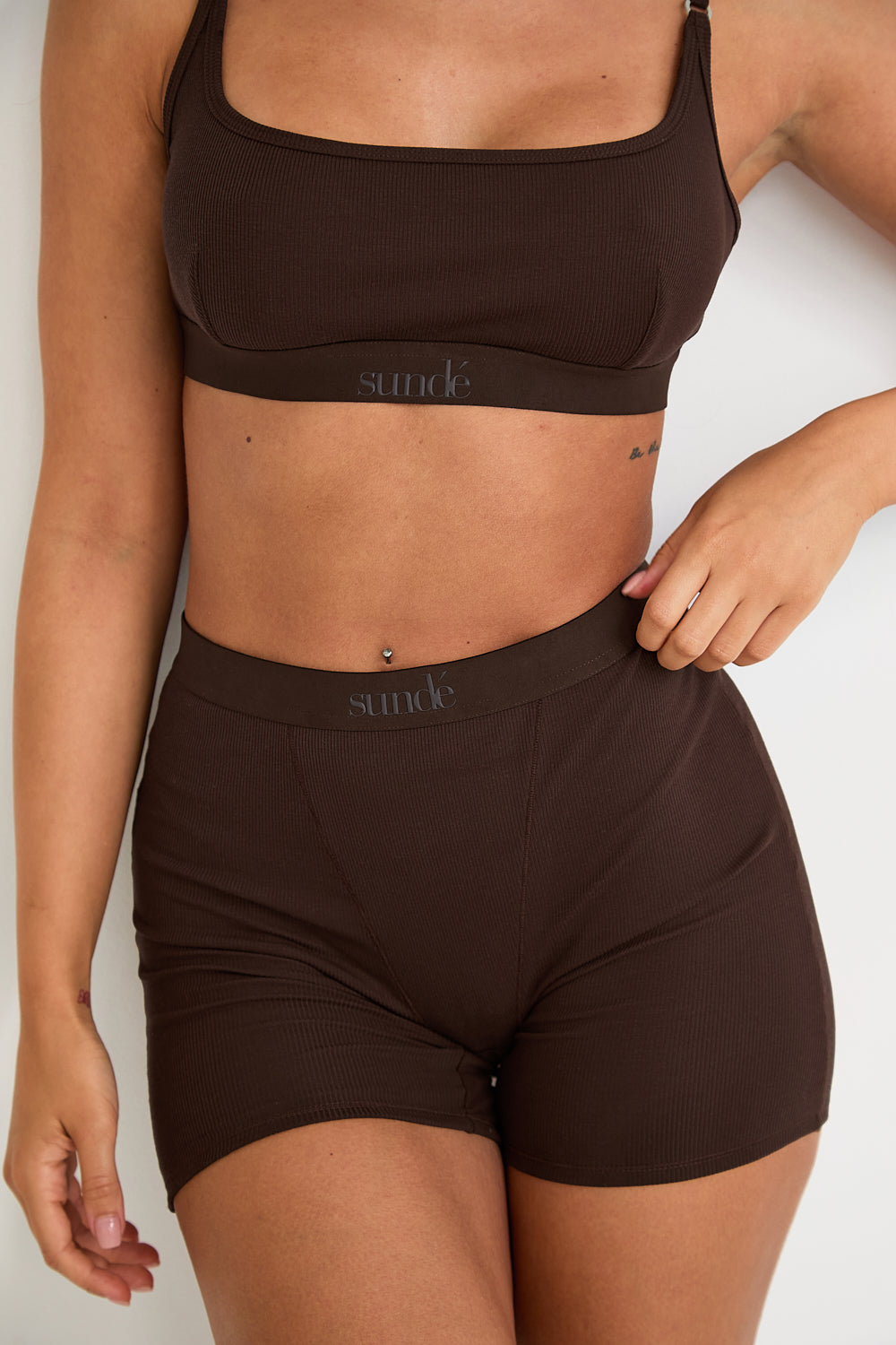 Cotton Lyocell Ribbed Girl Boxer - Chocolate - Sunde