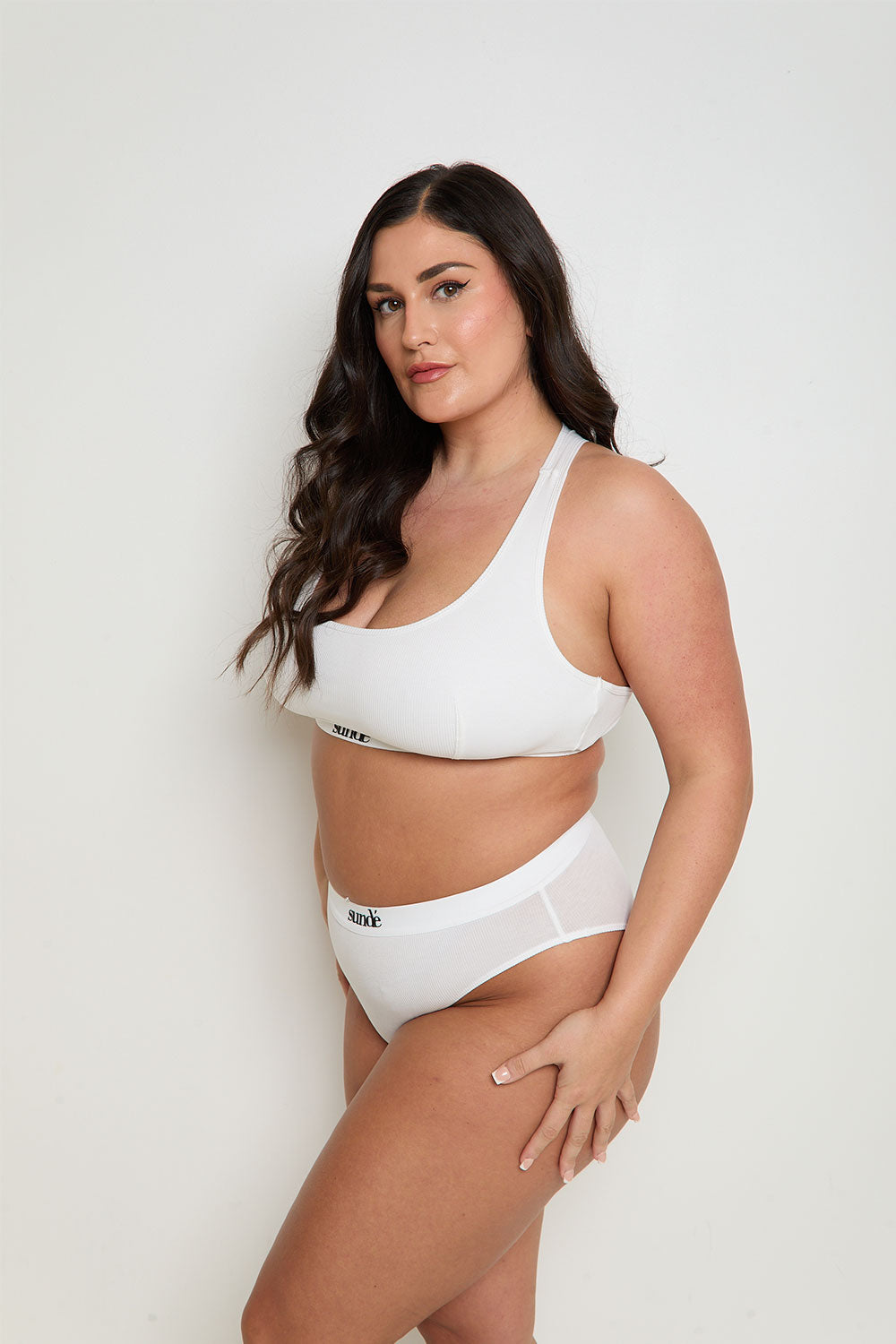 Cotton Lyocell Mid-Rise Ribbed Brief - White - Sunde