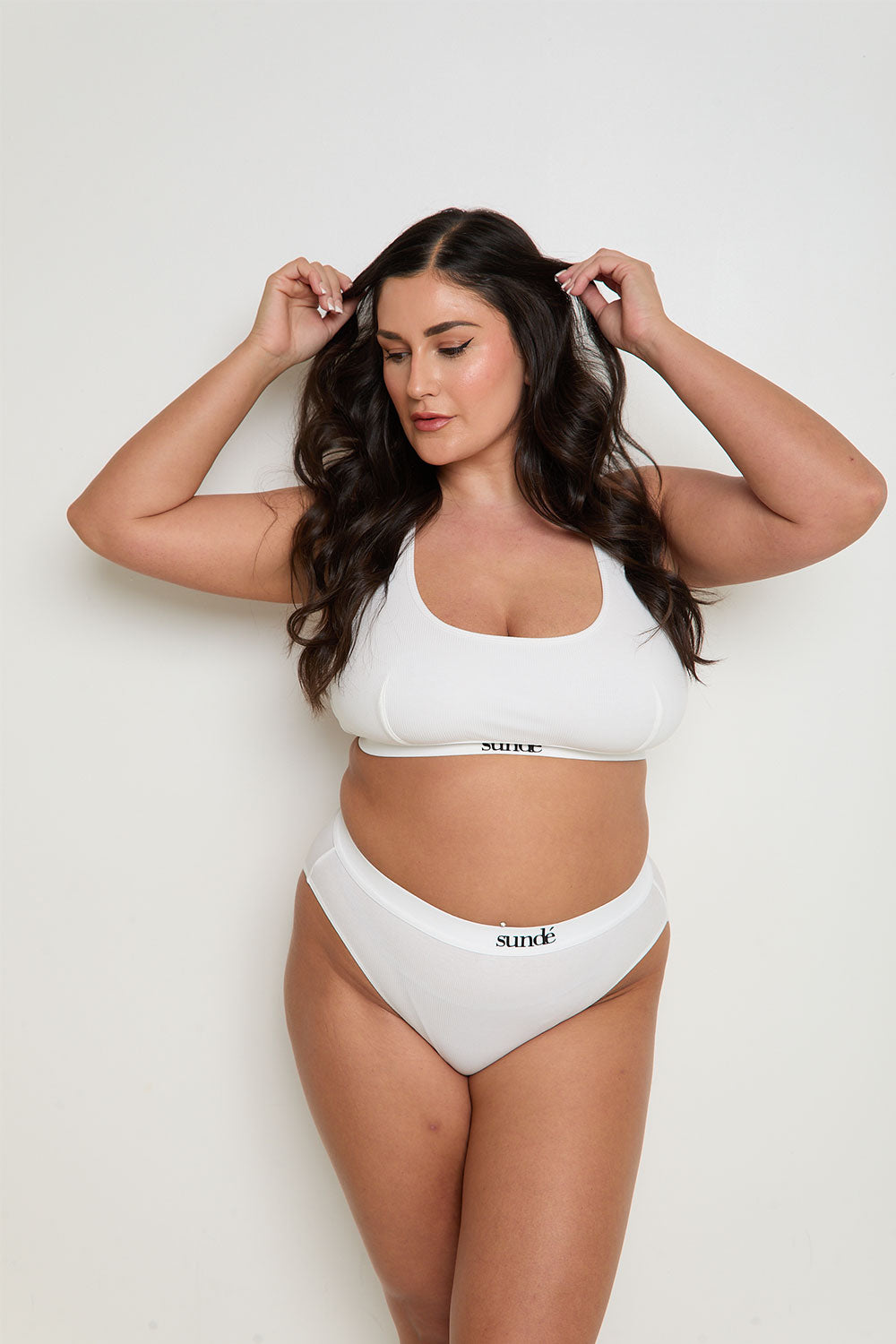 Cotton Lyocell Mid-Rise Ribbed Brief - White - Sunde