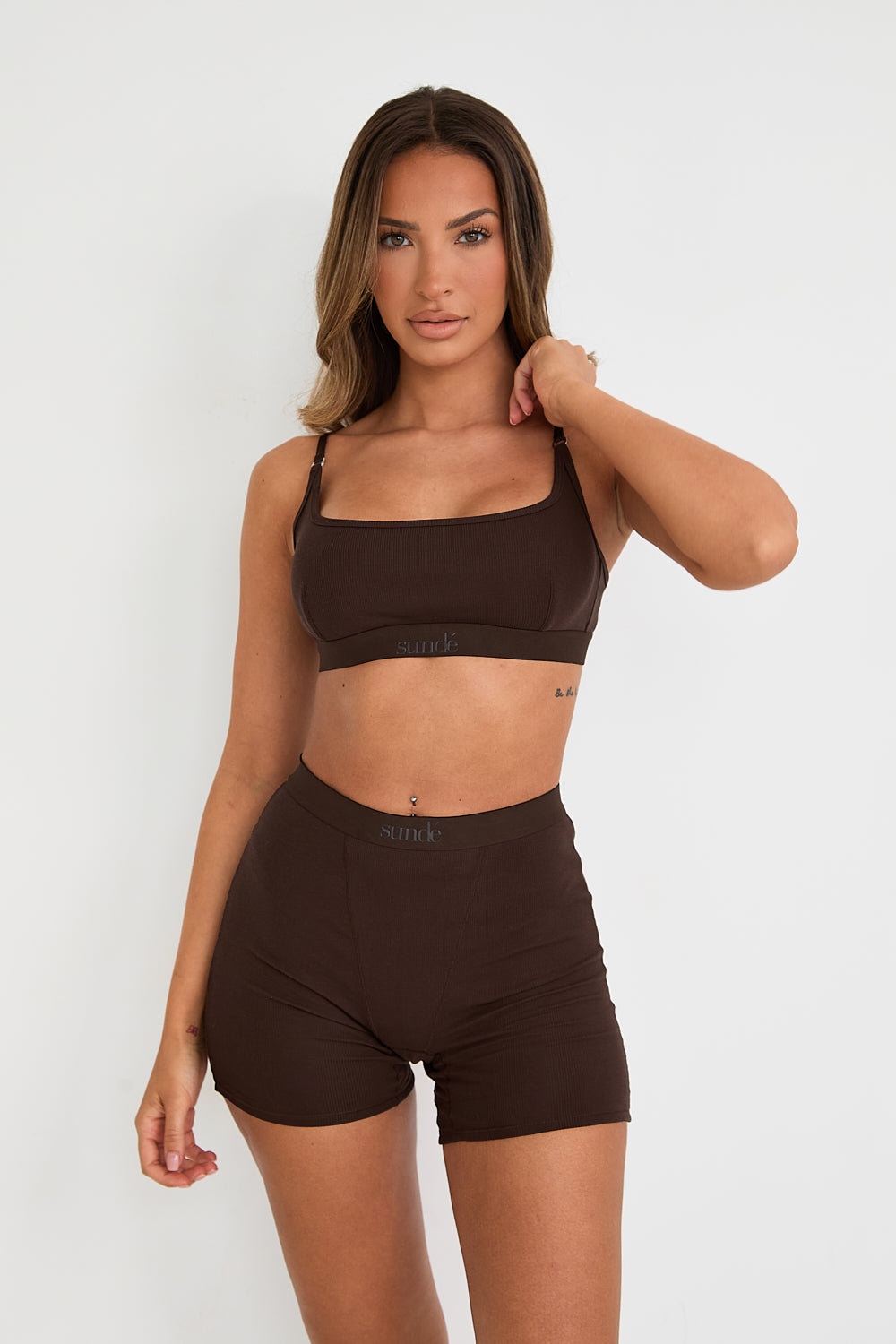 Cotton Lyocell Ribbed Girl Boxer - Chocolate - Sunde