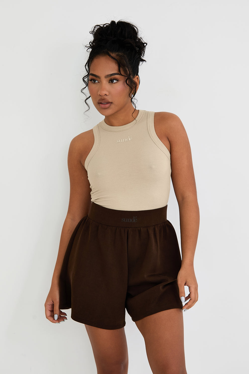 Modal Ribbed Racer Vest - Latte - Sunde