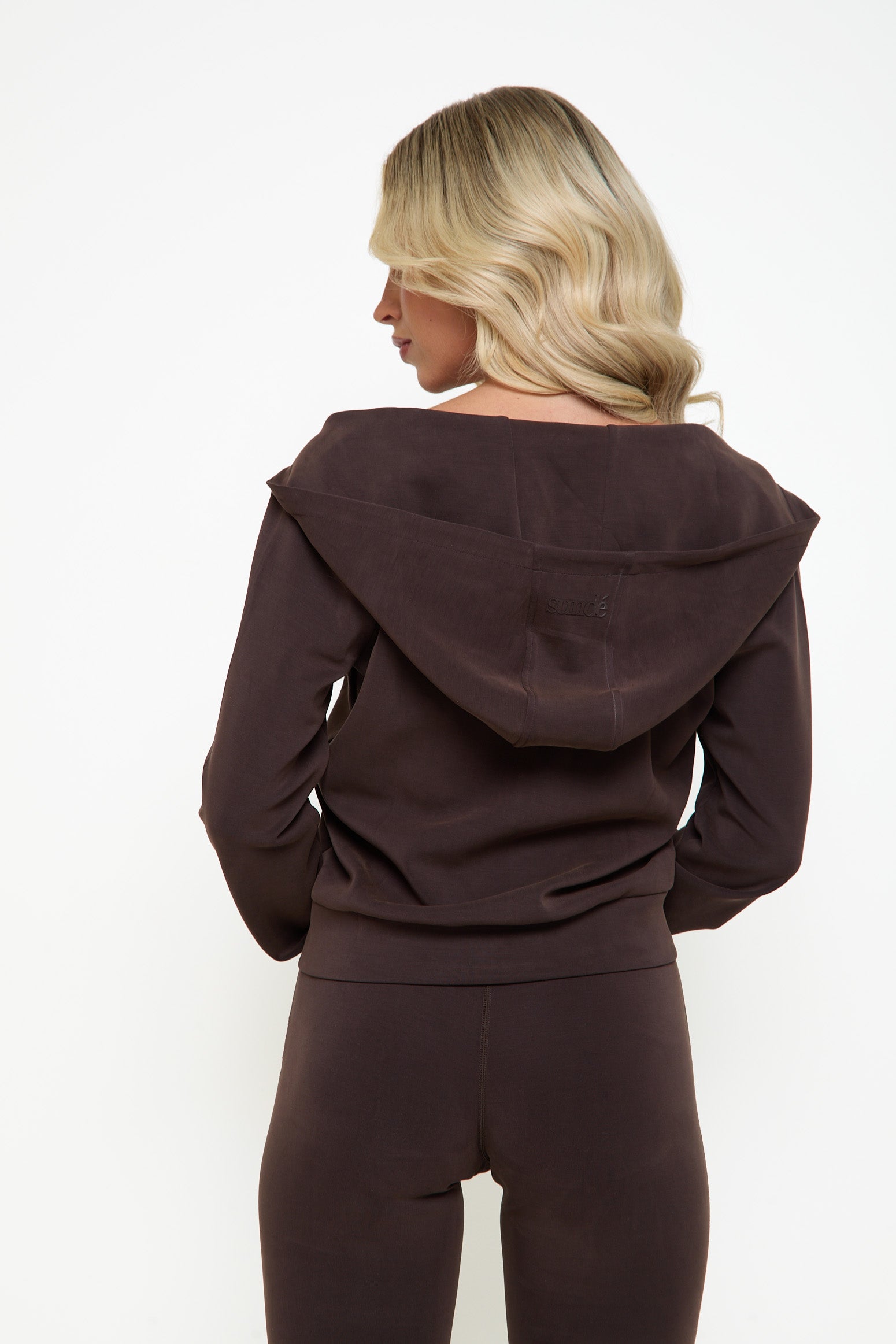 Velour Touch Lounge Zip Through Hoodie - Espresso