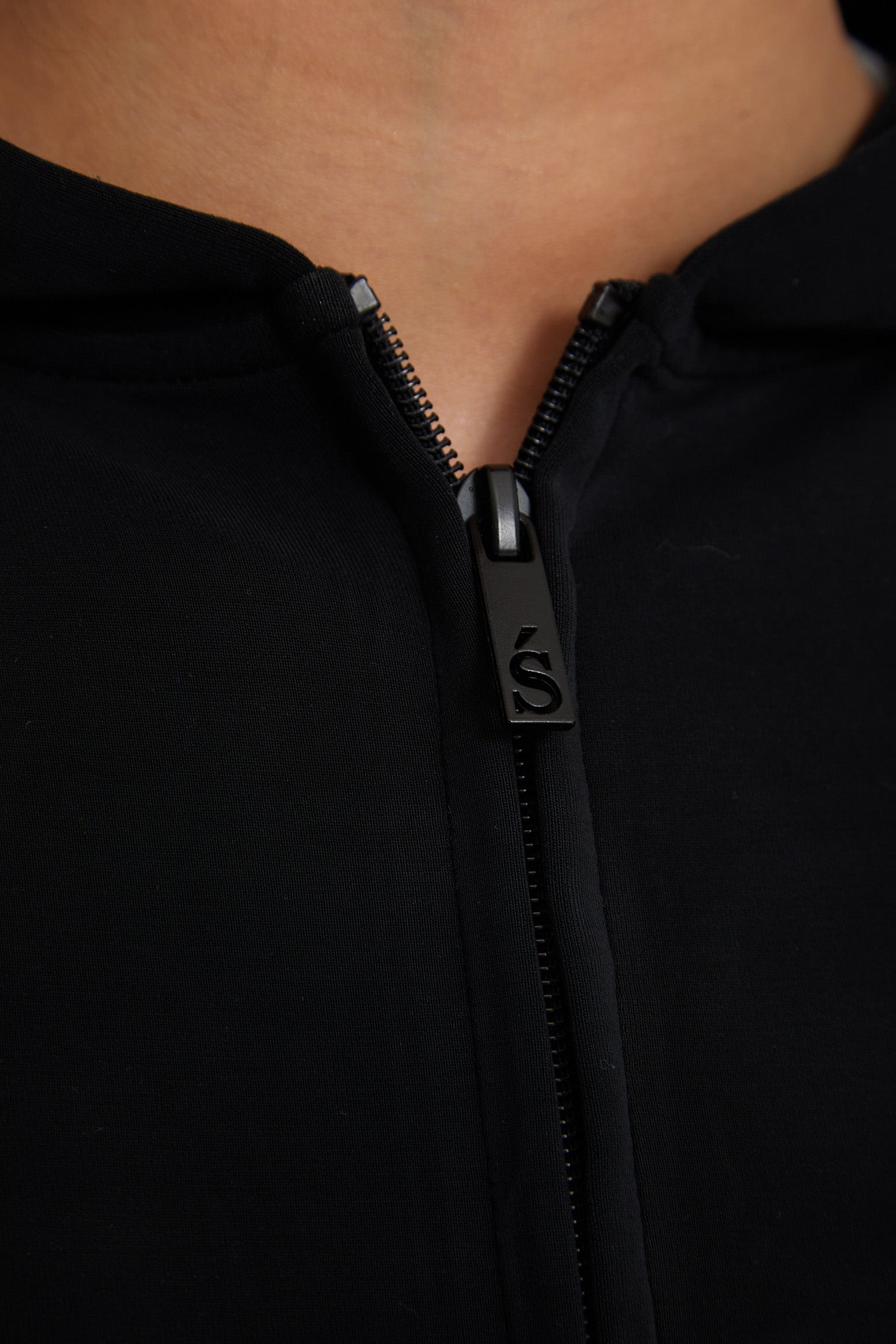 Velour Touch Velour Zip-Through Hoodie - Washed Black - Sunde