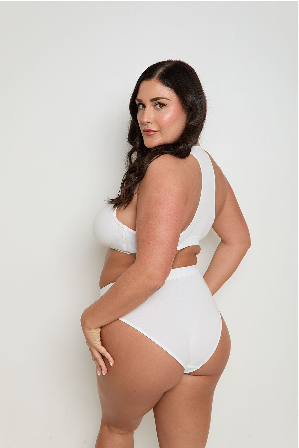 Cotton Lyocell Mid-Rise Ribbed Brief - White - Sunde