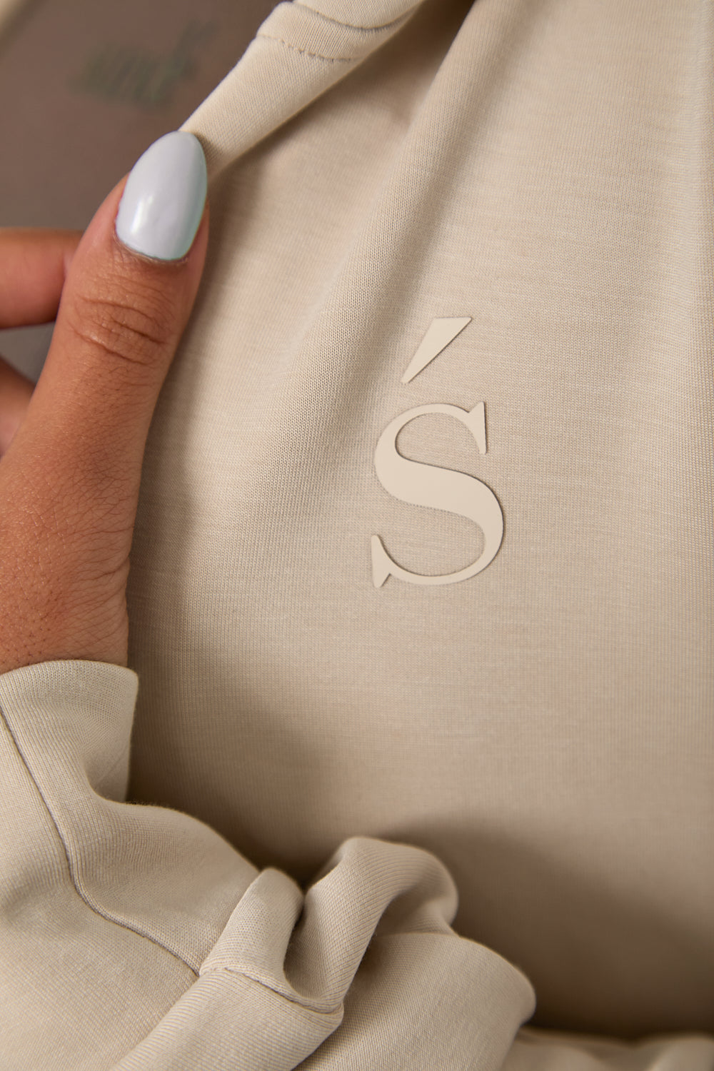 Velour Touch Zip-Through Hoodie - Latte - Sunde