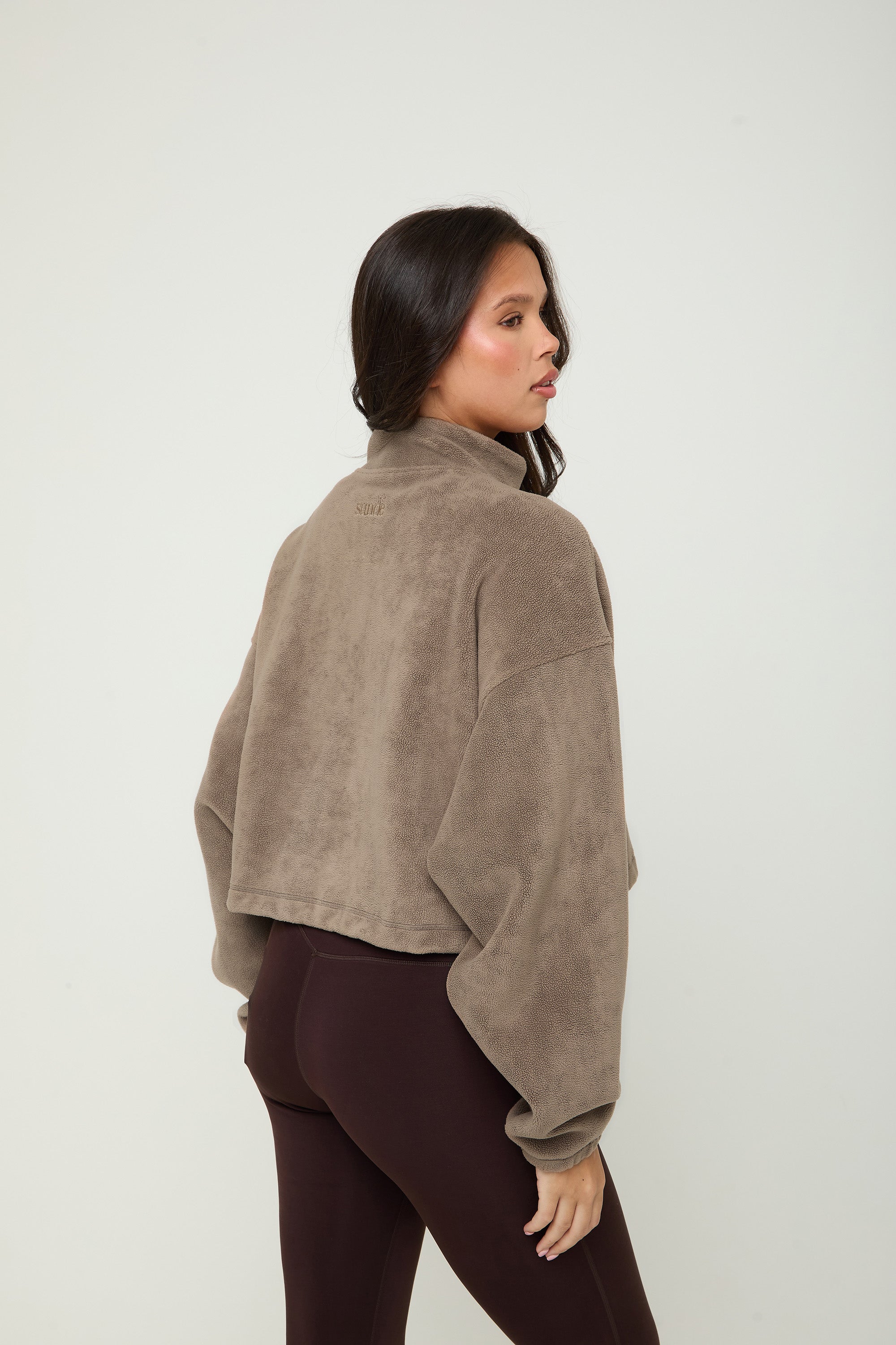 Oversized ¼ Zip Teddybear Fleece - Mocha - sundé