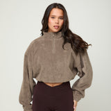 Oversized ¼ Zip Teddybear Fleece - Mocha - sundé