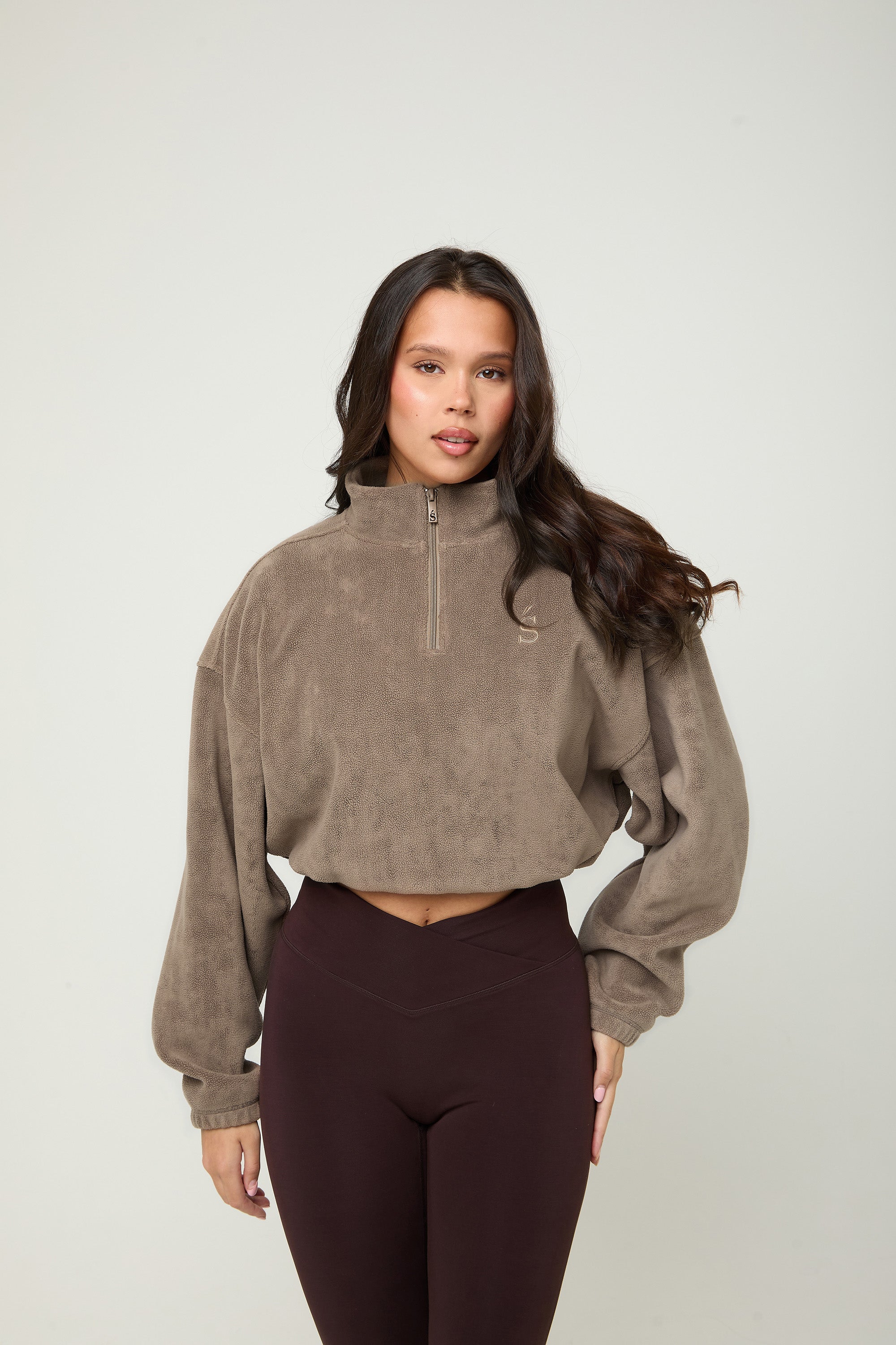 Oversized ¼ Zip Teddybear Fleece - Mocha - sundé