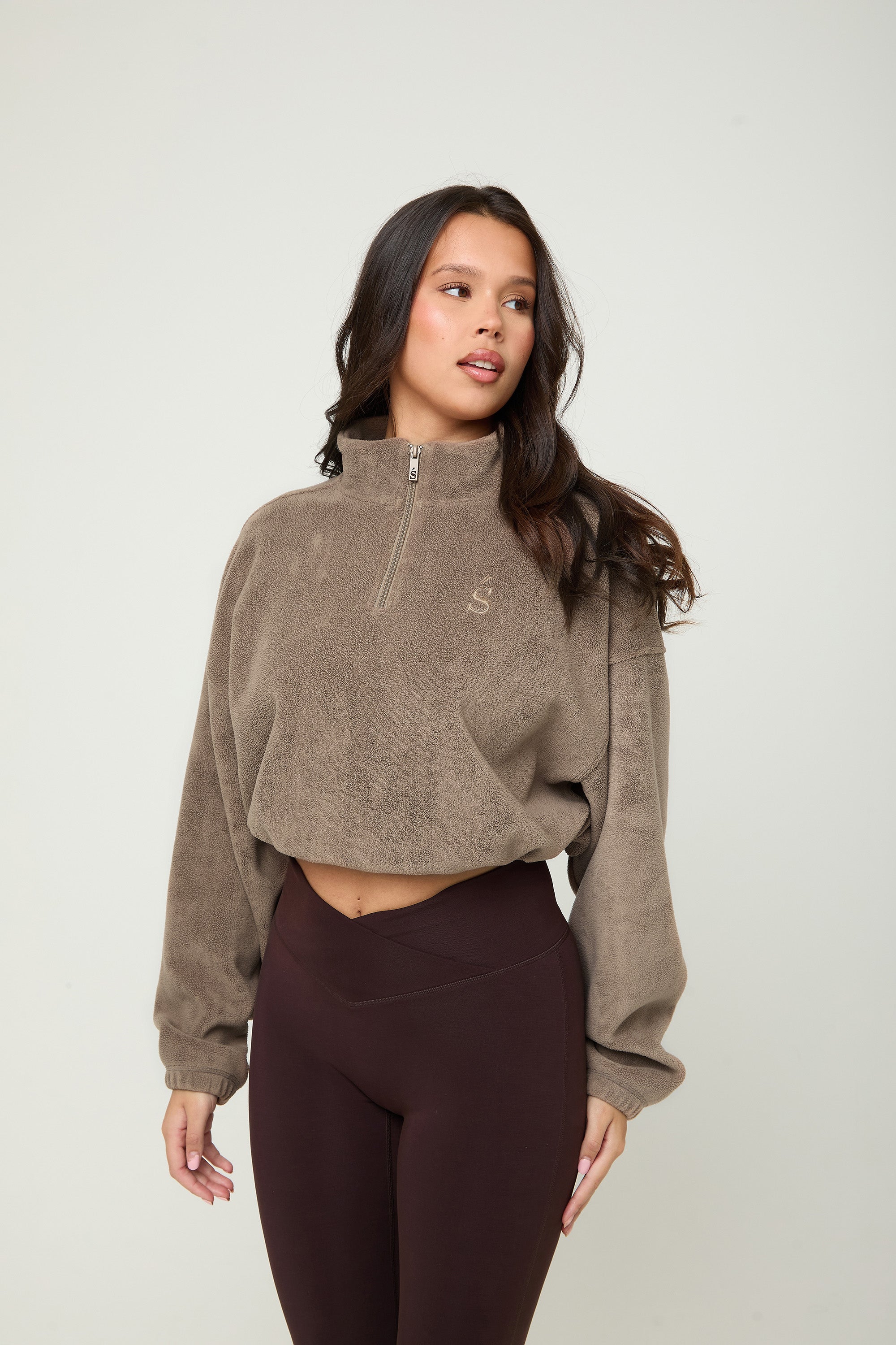 Oversized ¼ Zip Teddybear Fleece - Mocha - sundé