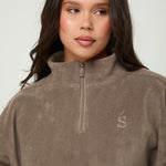 Oversized ¼ Zip Teddybear Fleece - Mocha - sundé