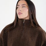 Teddy Bear 1/4 Zip Sherpa Jacket - Cocoa