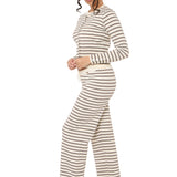 Thea Knitted Lounge Trousers - Cream Brown