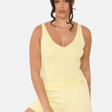 Sundé Knitted Ribbed V-Neck Top – Lemon
