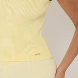 Sundé Knitted Ribbed V-Neck Top – Lemon