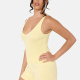 Sundé Knitted Ribbed V-Neck Top – Lemon